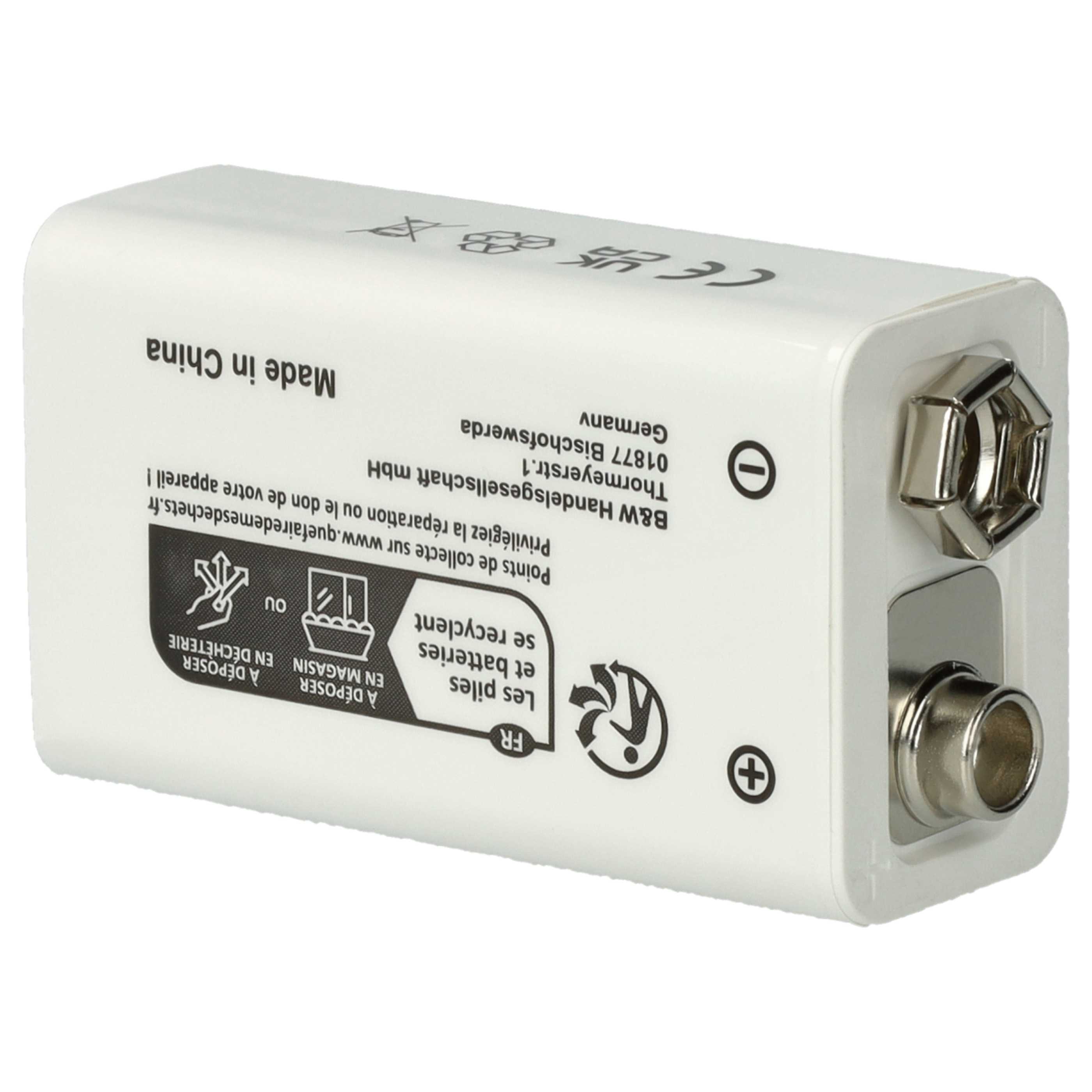 3x Piles bloc 9V remplace Daitem BATV13 pour alarmes et divers appareils - 1Ah 9V Li-ion