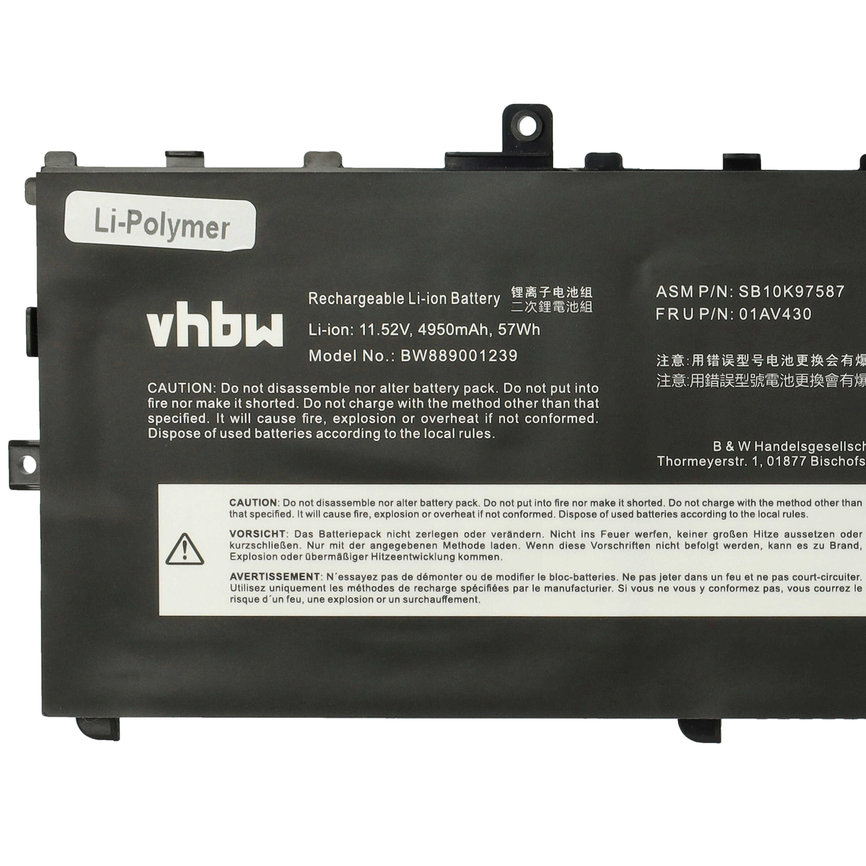 Akumulator do laptopa zamiennik Lenovo 01AV429, 01AV431, 01AV430, 01AV494 - 4950 mAh 11,52 V LiPo