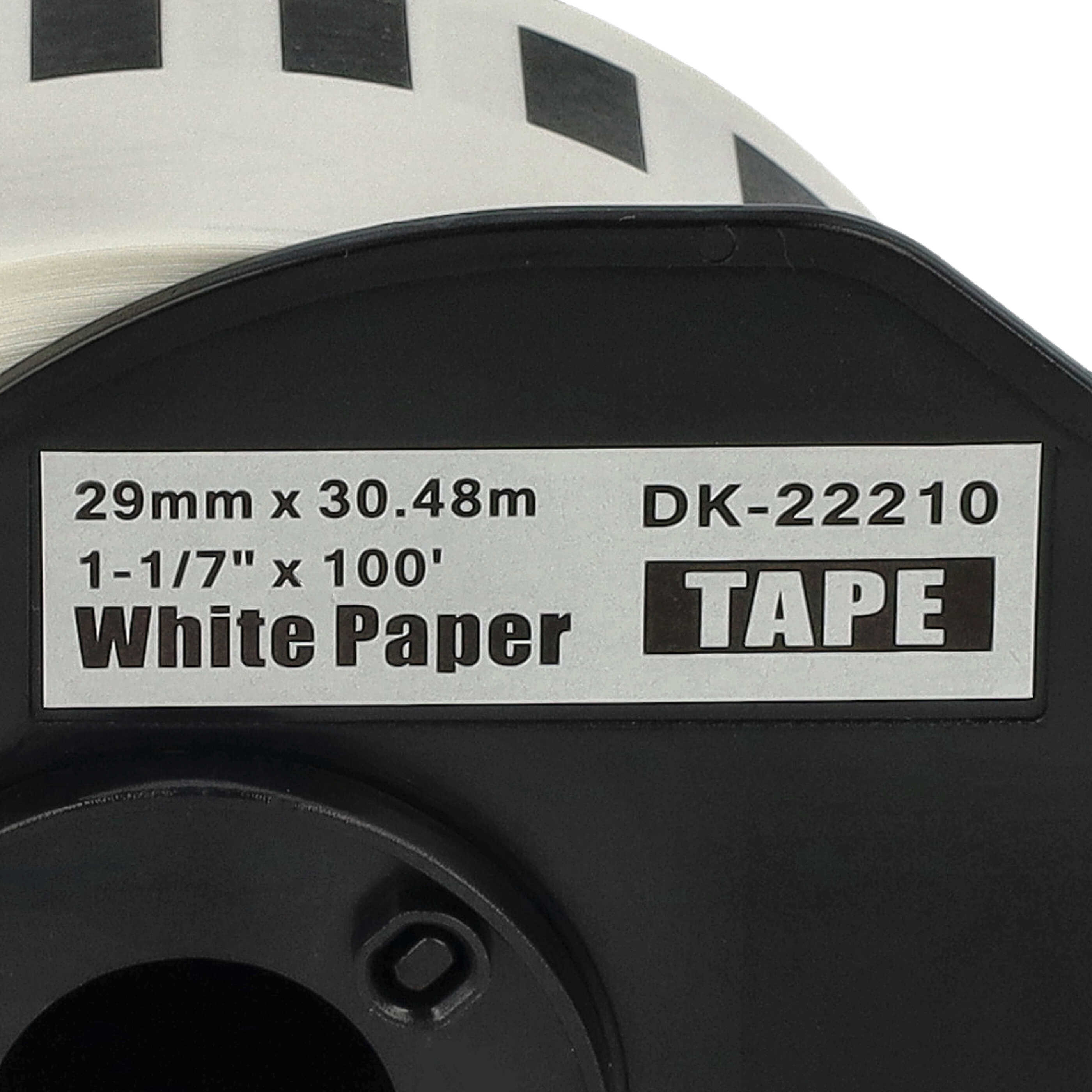 2x Label Roll replaces Brother DK-22210 Labeller - 29 mm x 30.48 m + Holder