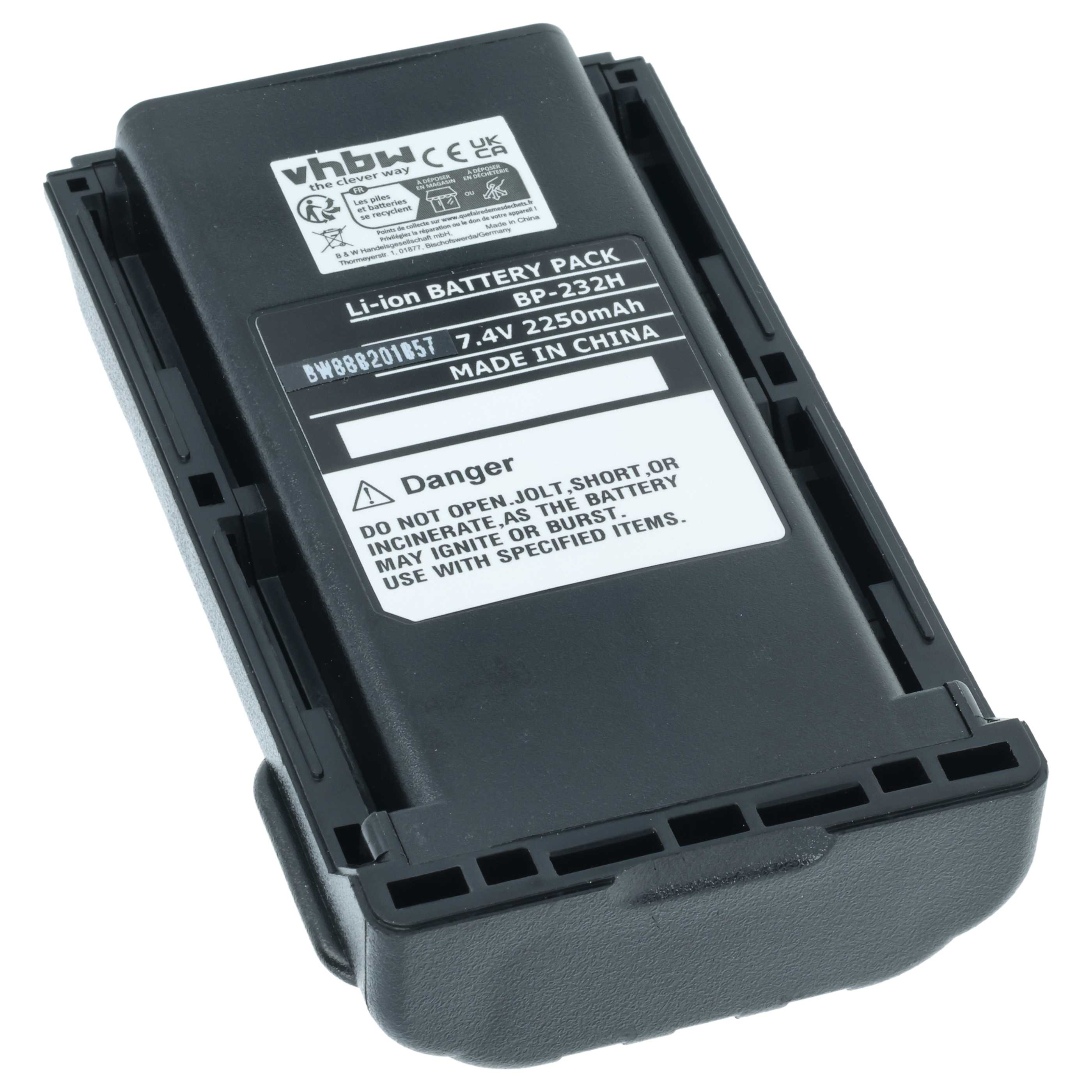 Radio 5x Battery replaces Icom BJ-2000, BP-232, BP-231, BP-231N, BP-230, BP-230N - 2250 mAh 7.2 V Li-Ion