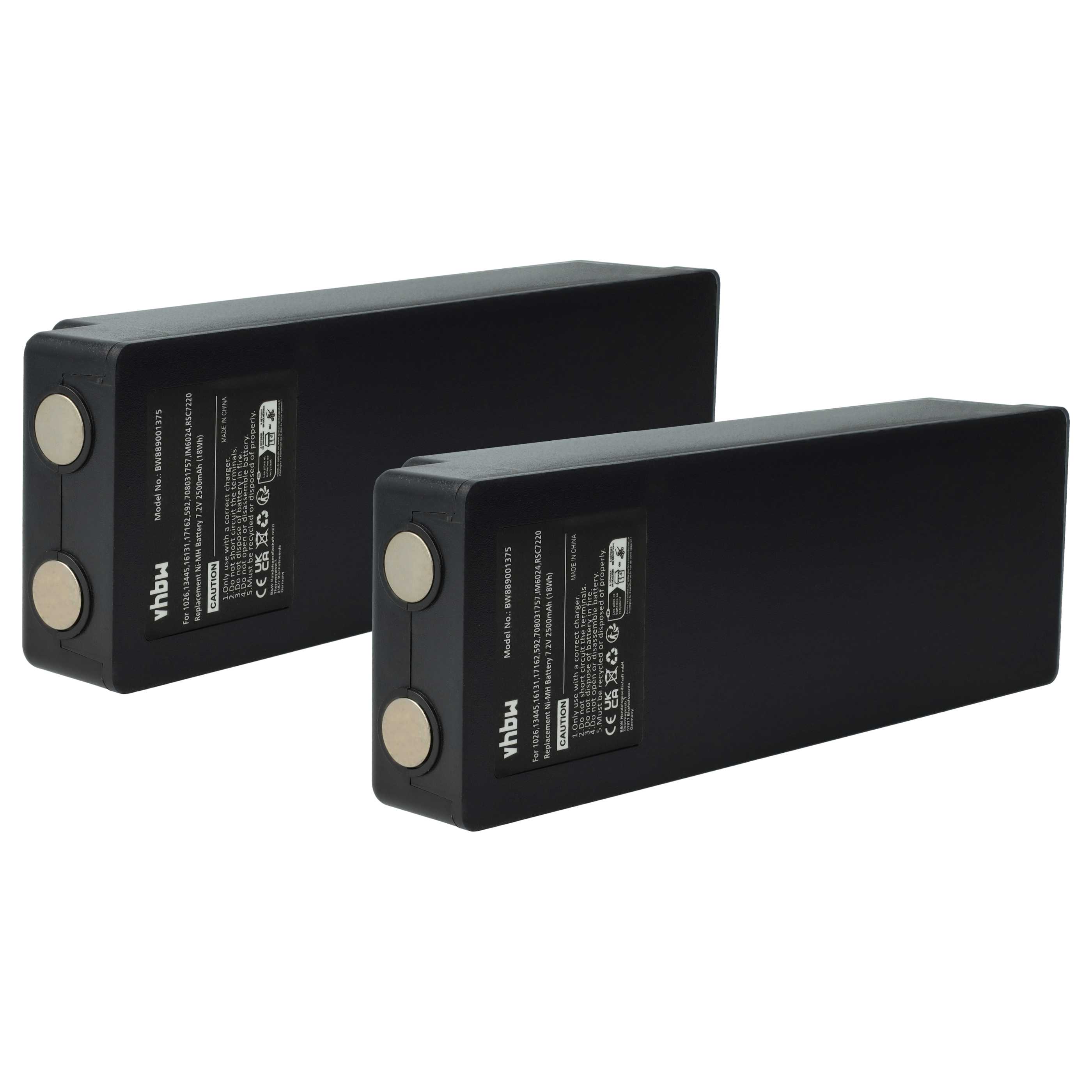 Batería (2 ud) reemplaza Palfinger 17162, 708031757, 16131, 1026, 13445 sistema control - 2500mAh 7,2V NiMH