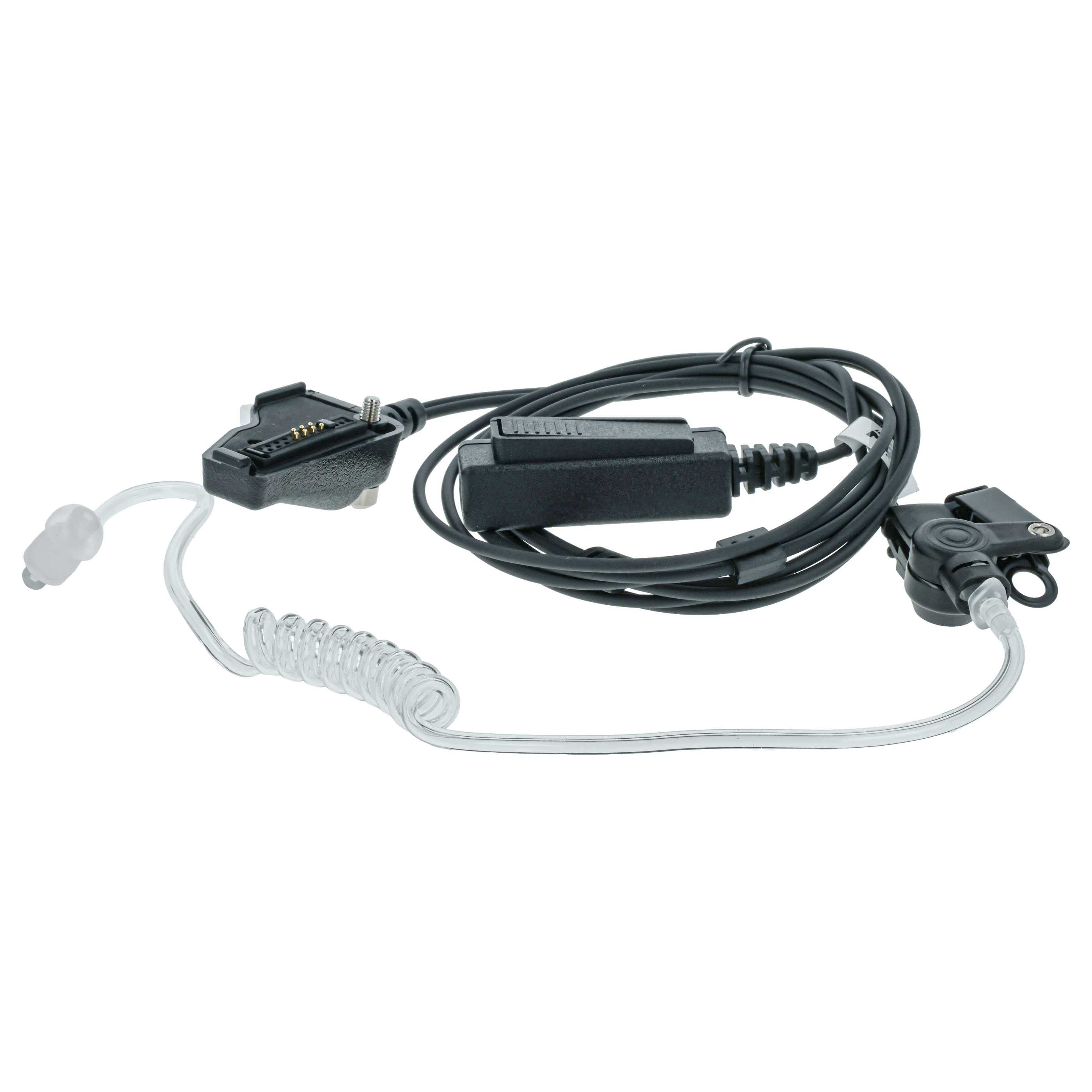 Security Radio Headset suitable for Kenwood TK-2140E - with PTT Microphone + Clip Mount + Phono Cable
