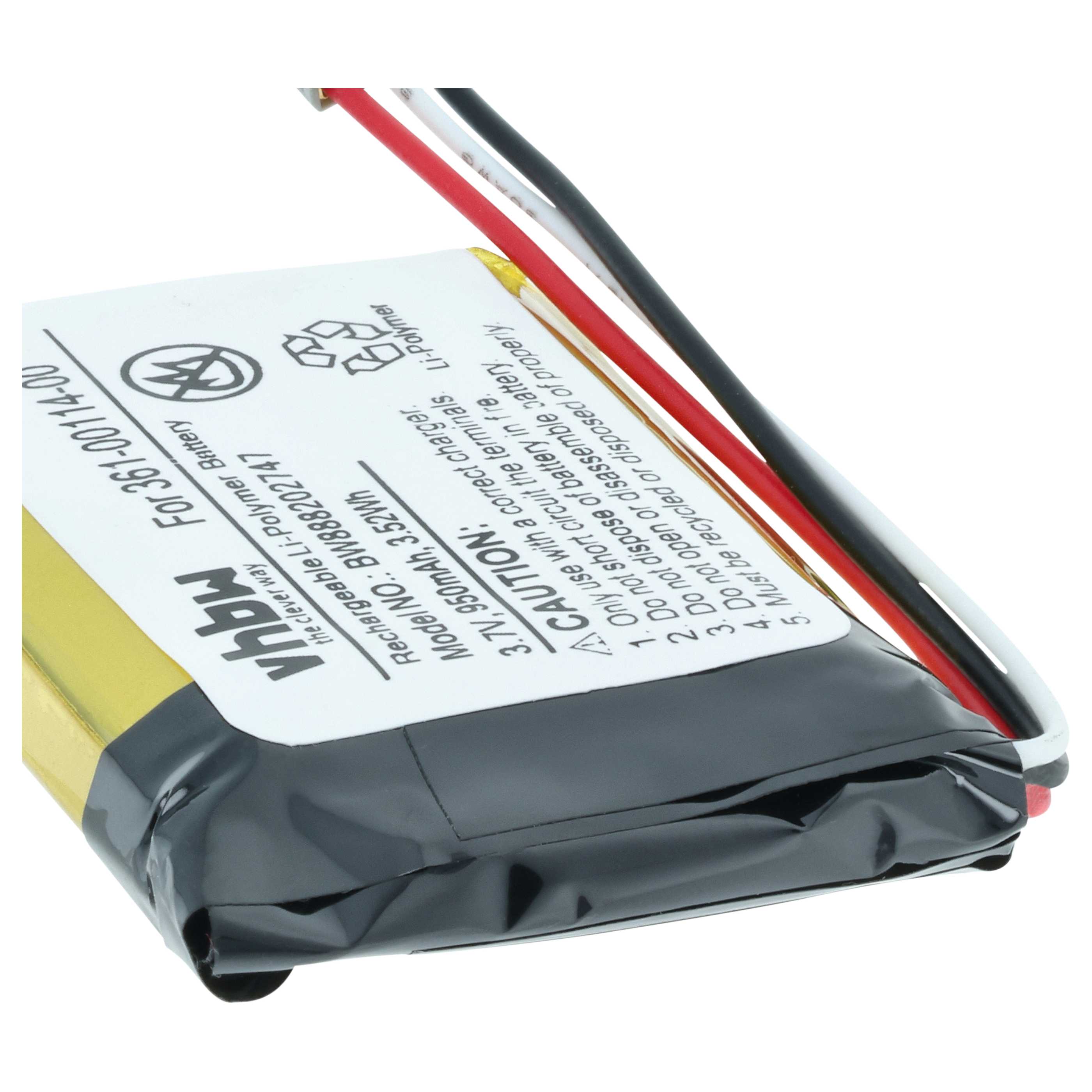 Batería reemplaza Garmin 361-00114-00 para dispositivo de comunicación GPS (950 mAh, 3,7 V, Li-Ion)
