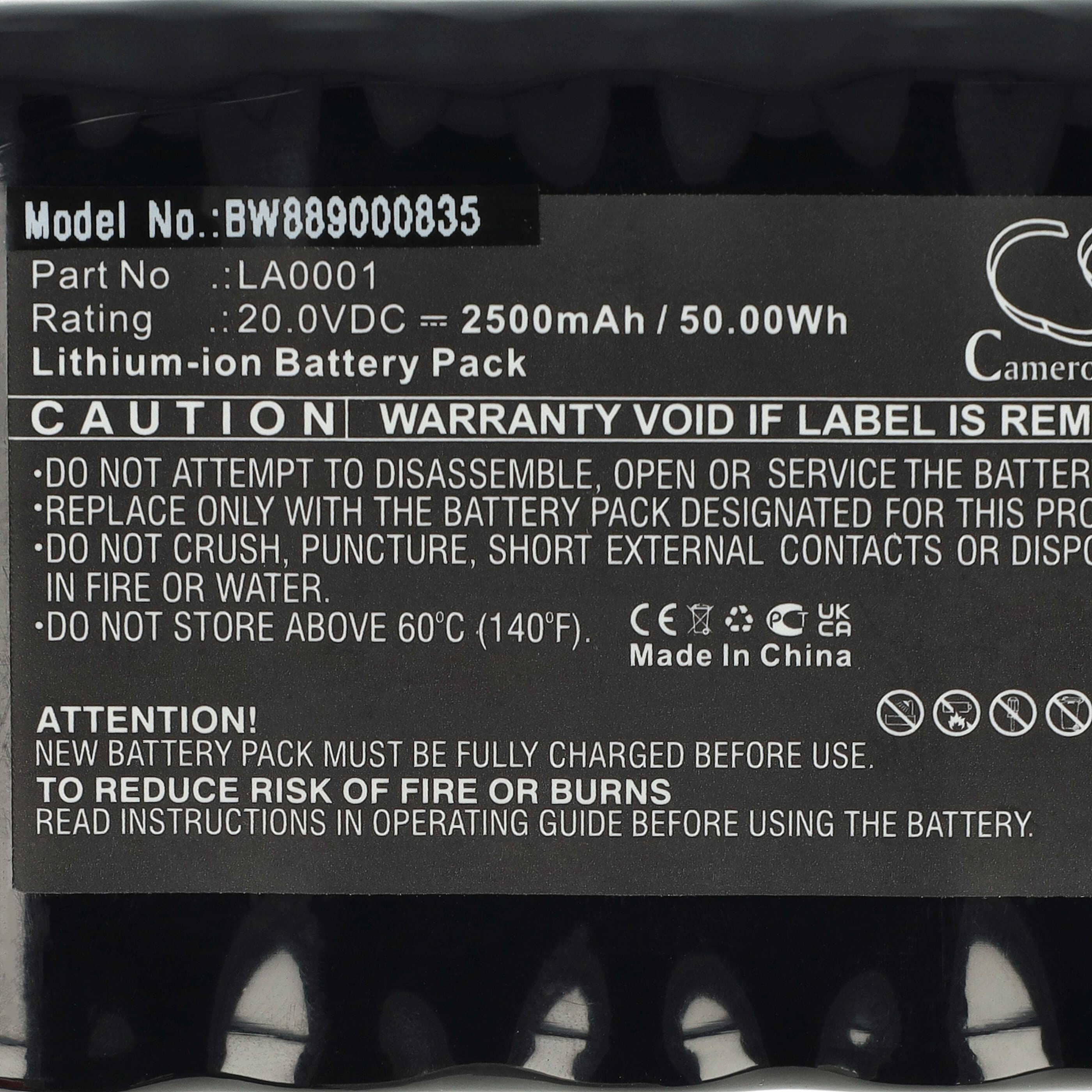 Lawnmower Battery Replacement for Landxcape LA0002, LA0001 - 2500mAh 20V Li-Ion