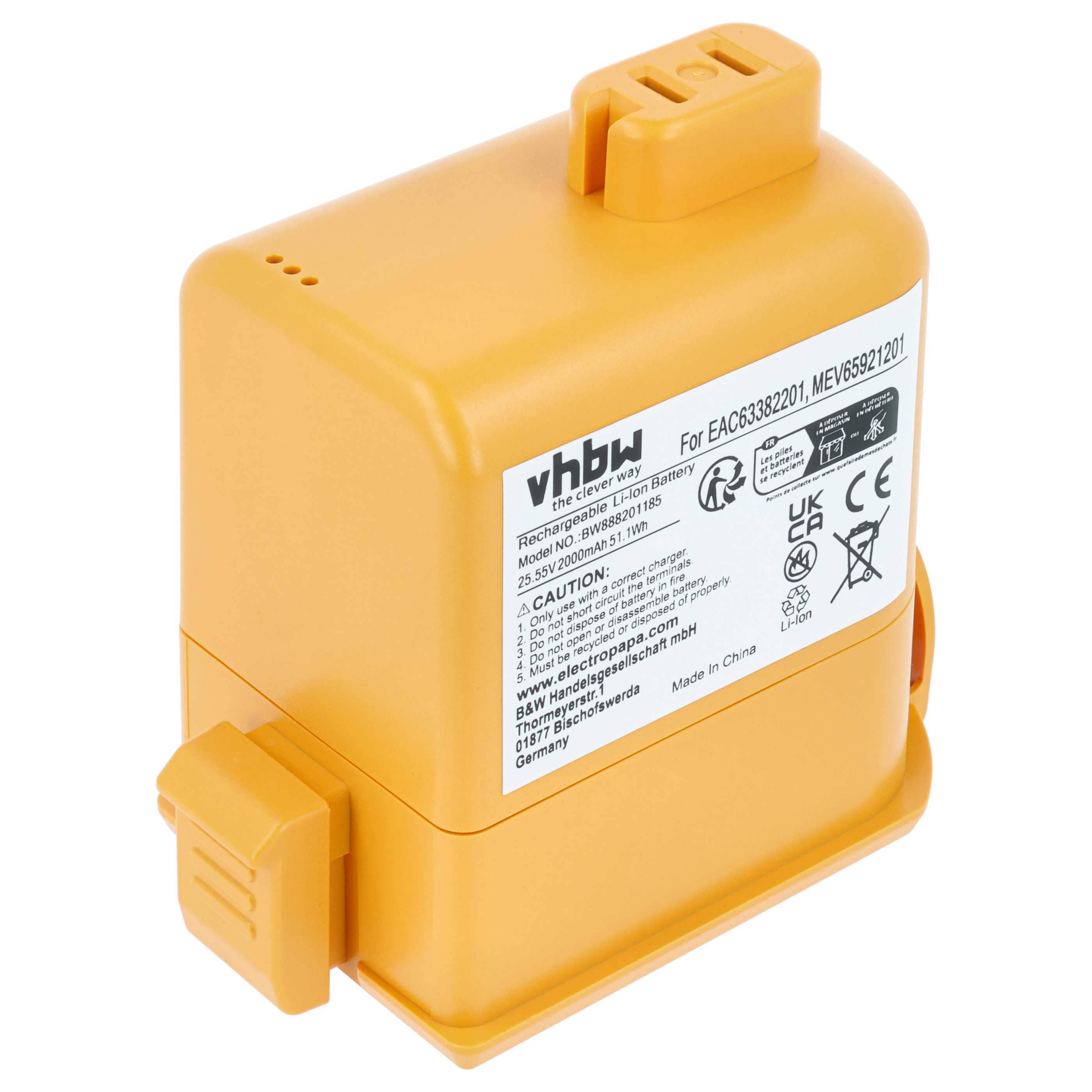 Battery replaces LG EAC63382202, EAC63382211, EAC63382204, EAC63382201, EAC63382208 for LG 2000mAh, 25.55V, Li-Ion
