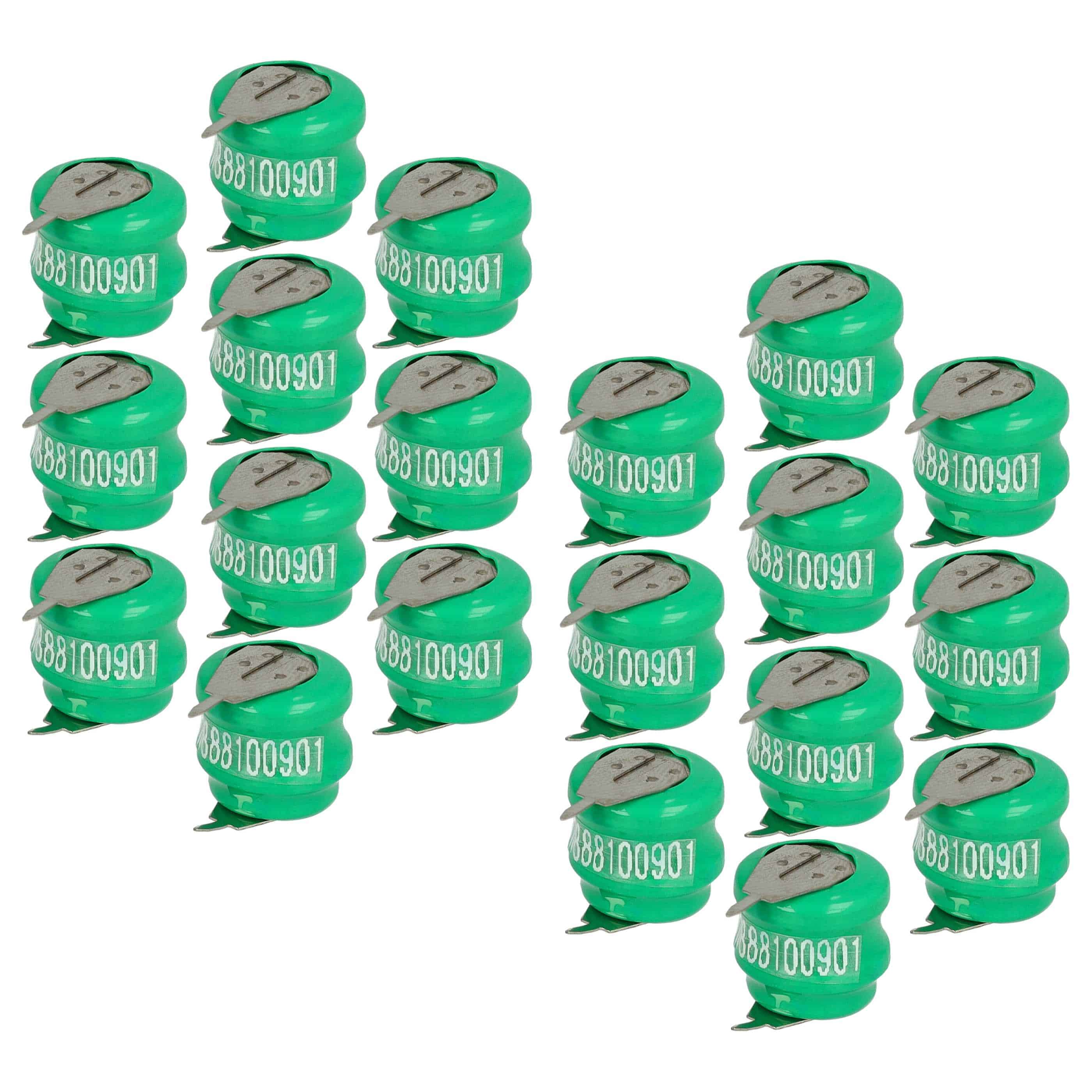 20x Button Cell Battery Type V40H 2 Pins for Model Building Solar Lamps etc. - 40 mAh 2.4 V NiMH