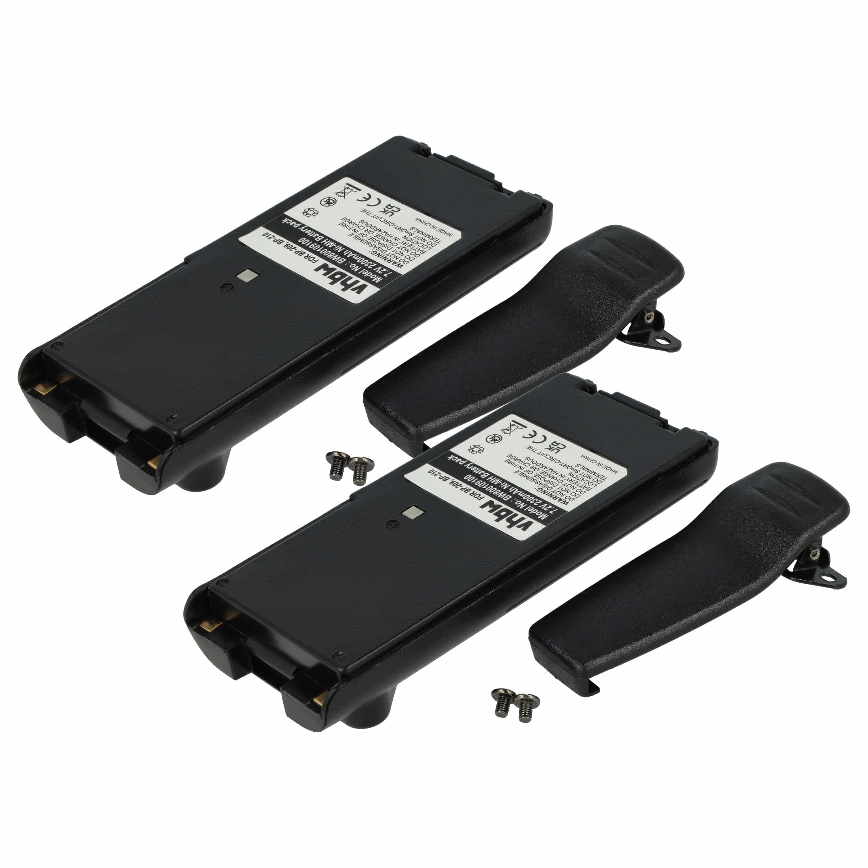 Radio 2x Battery replaces BP-209, BP-211, BP-210N, BP-209N, BP-210, BP-211N - 2300 mAh 7.2 V NiMH + Belt Clip