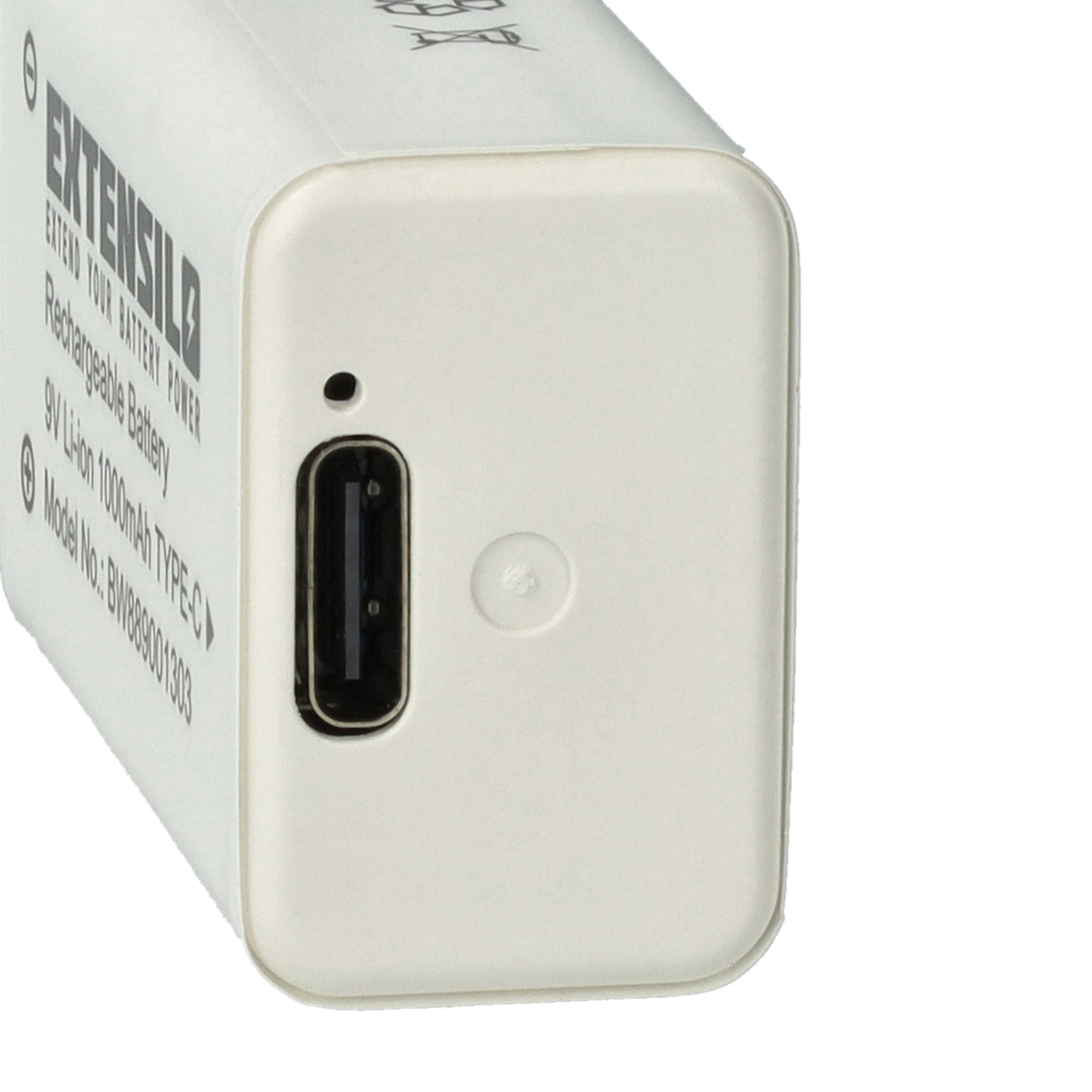 3x Piles bloc 9V remplace Daitem BATV13 pour alarmes et divers appareils - 1Ah 9V Li-ion