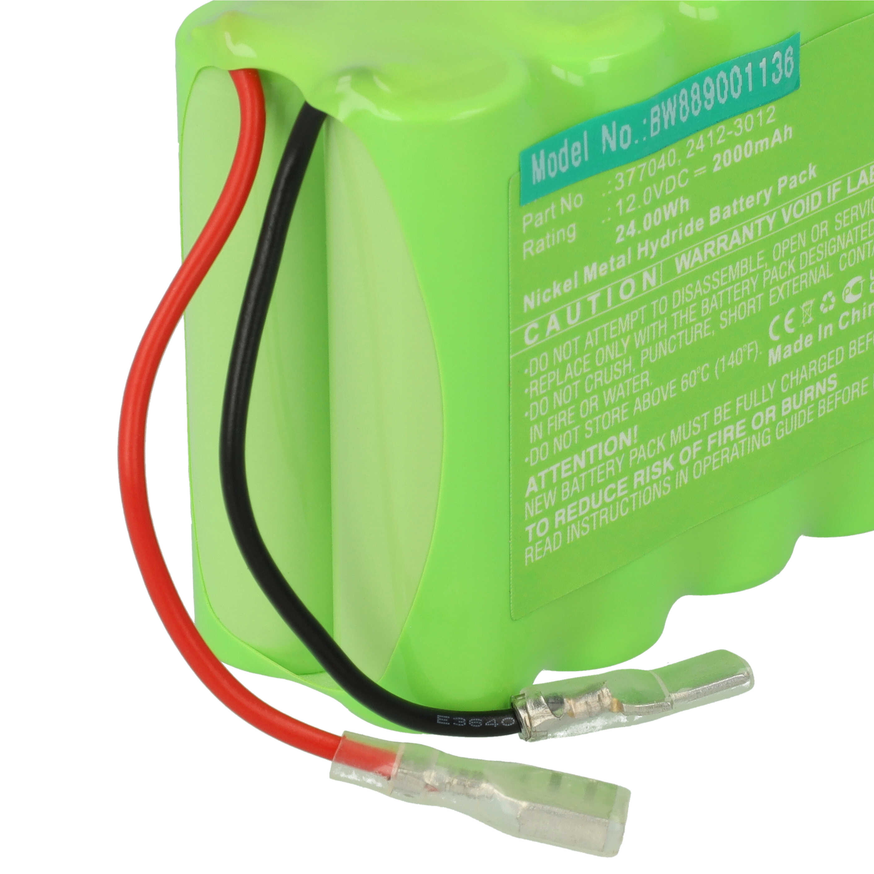 Batería reemplaza Roto 2412-3012, 377040 para persiana claraboya (2000 mAh, 12 V, NiMH)