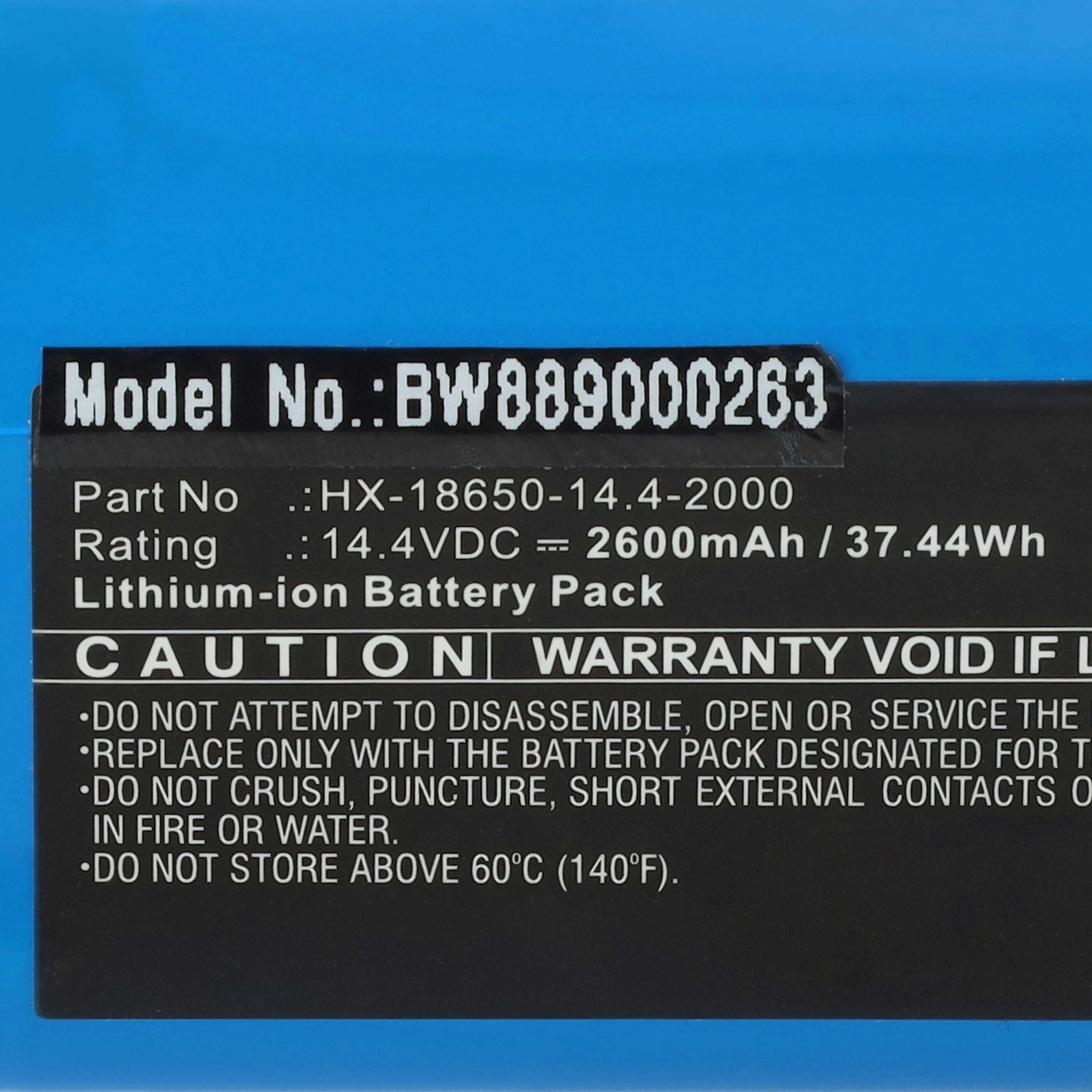 Akku als Ersatz für Carewell HX-18650-14.4-2000 - 2600mAh 14,4V Li-Ion