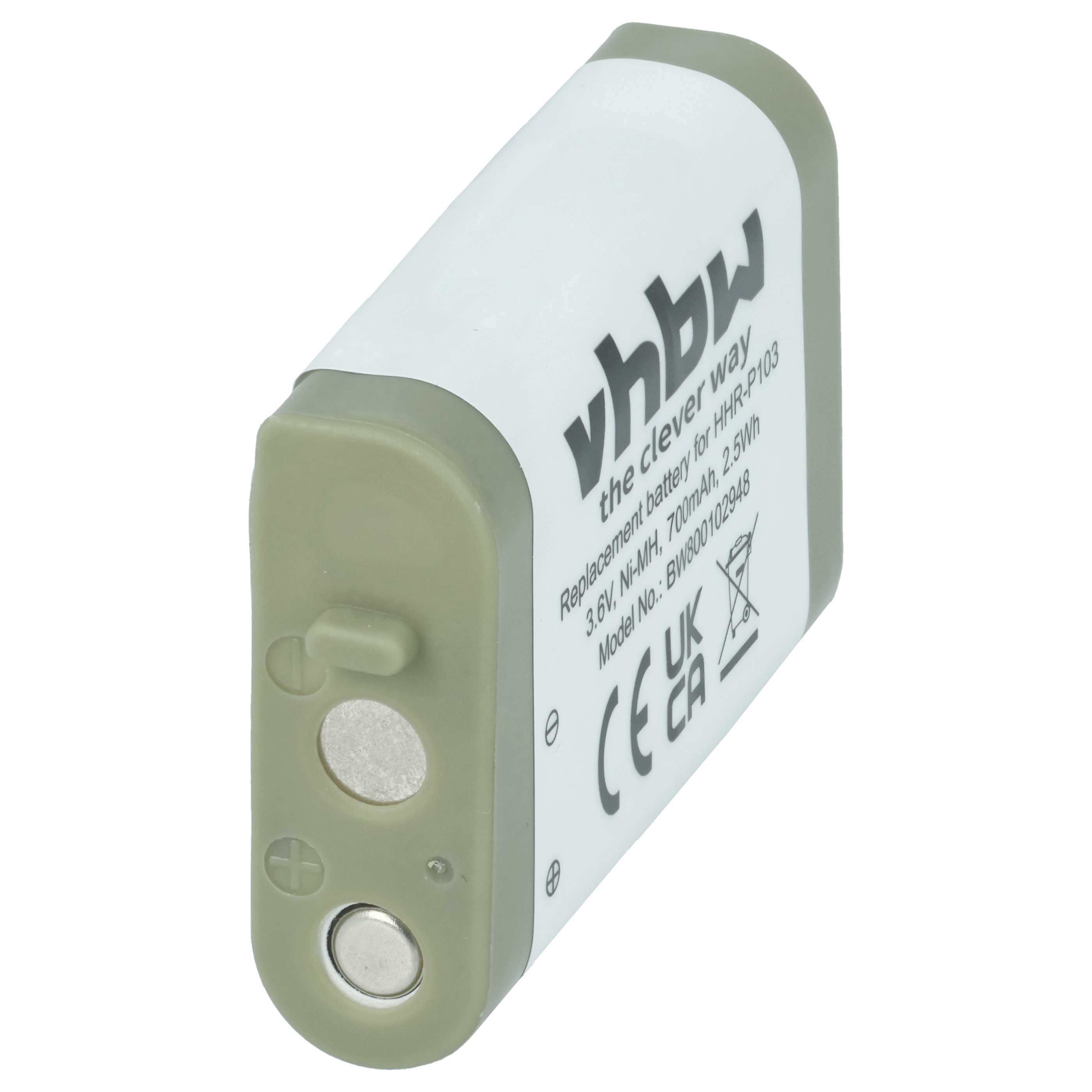 2x Batteries remplace Panasonic N4HHGMB00005, N4HHGMB00001, N4HHGMN00001 pour téléphone GE - 700mAh 3,6V NiMH
