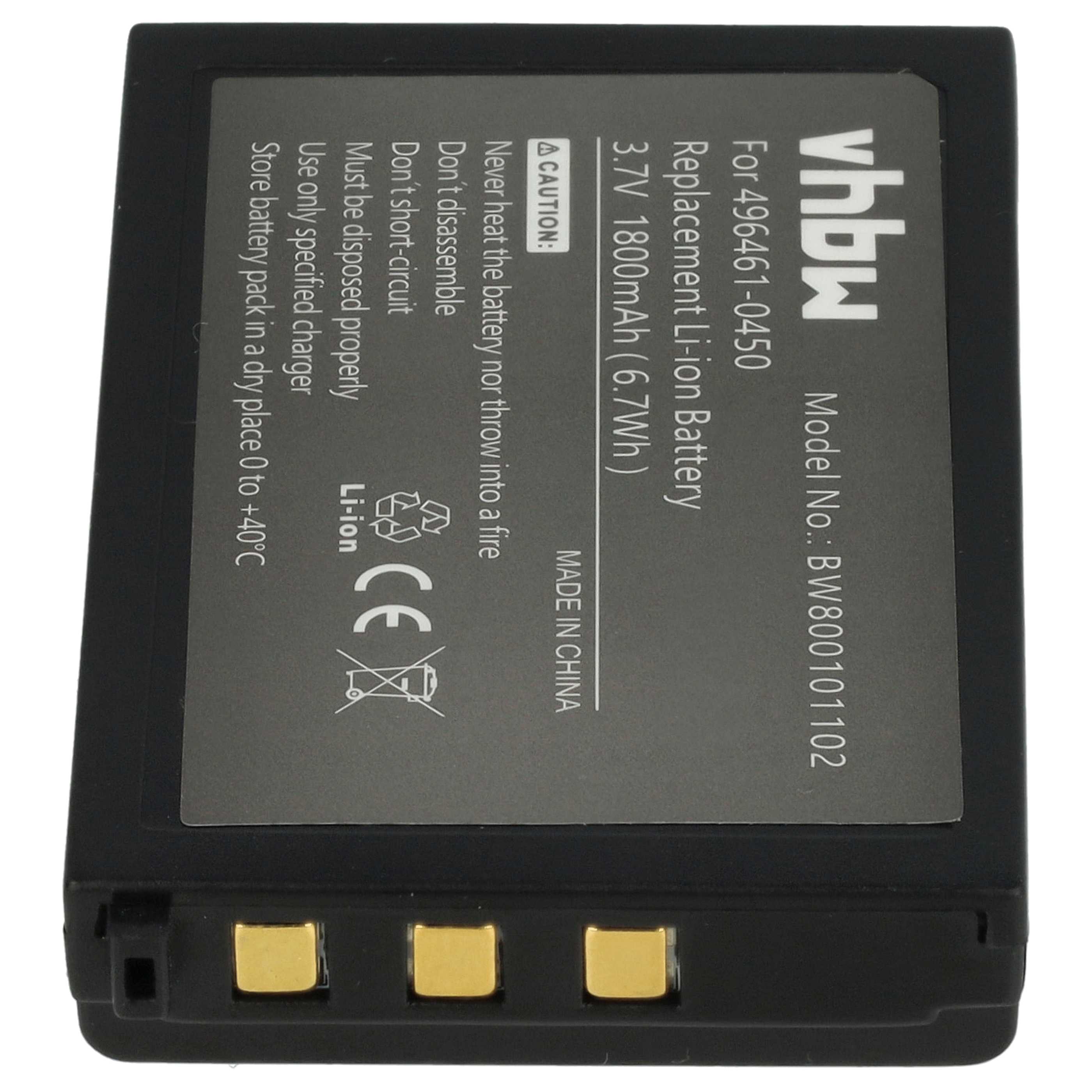 Batería reemplaza BT-20L, 496461-0450, 496466-1130 para escáner código de barras (1800 mAh, 3,7 V, Li-Ion)