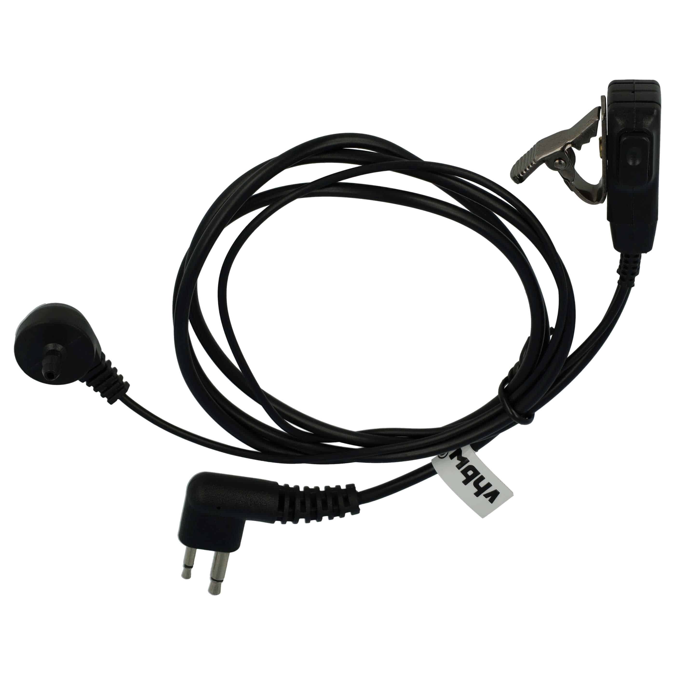 Oreillette de talkie-walkie pour Motorola GP300 et autres - Avec touche de réponse + support clip, noir