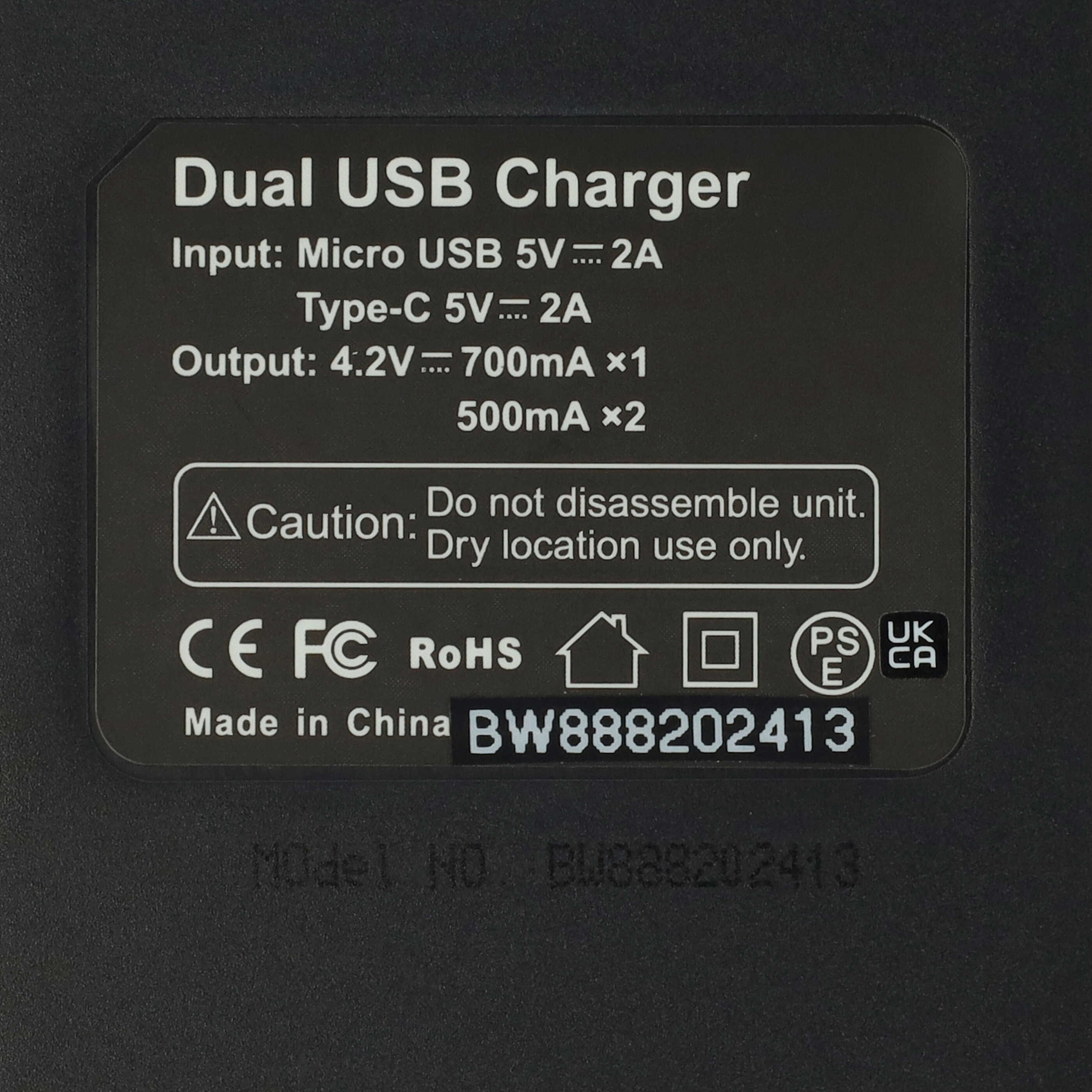 Chargeur Micro-USB + USB-C + câble Micro-USB pour appareil photo Canon PowerShot SX620HS, G7X MARK 2, G7X II, 