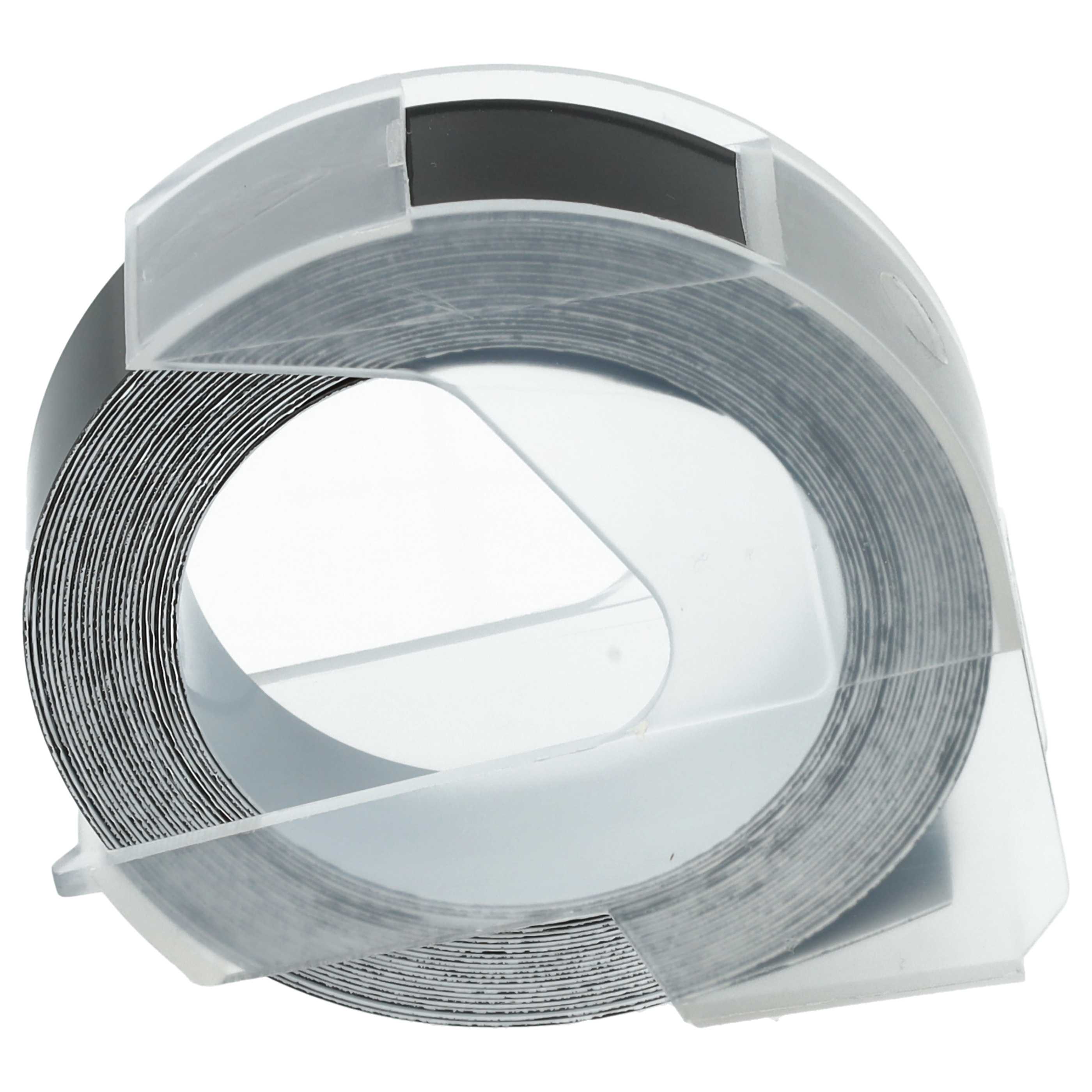 5x 3D Embossing Label Tape replaces Dymo 0898132 - 12 mm White to Black