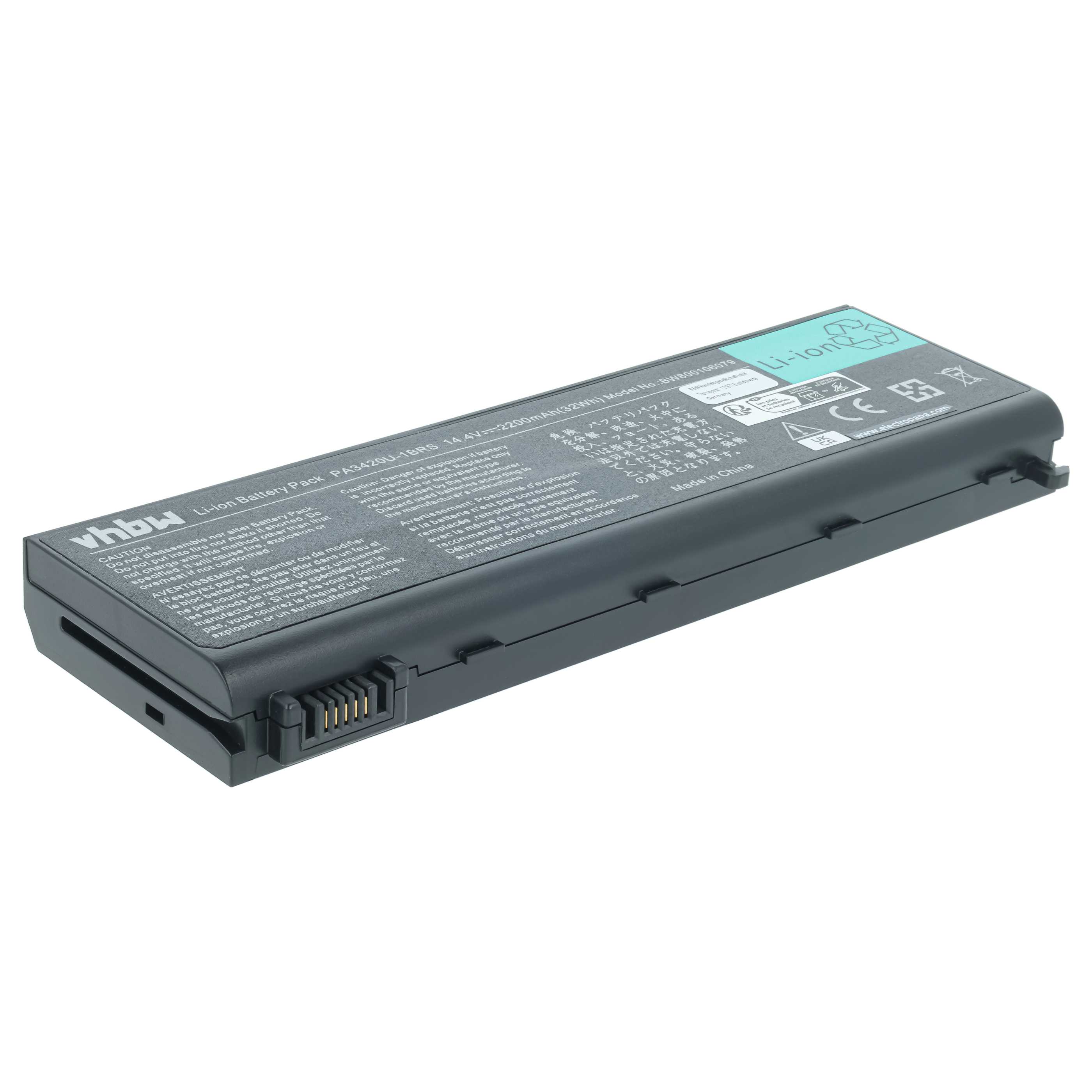 Batterie remplace Toshiba PA3420U-1BAC pour ordinateur portable Toshiba- 2200mAh 14,8V Li-ion, noir