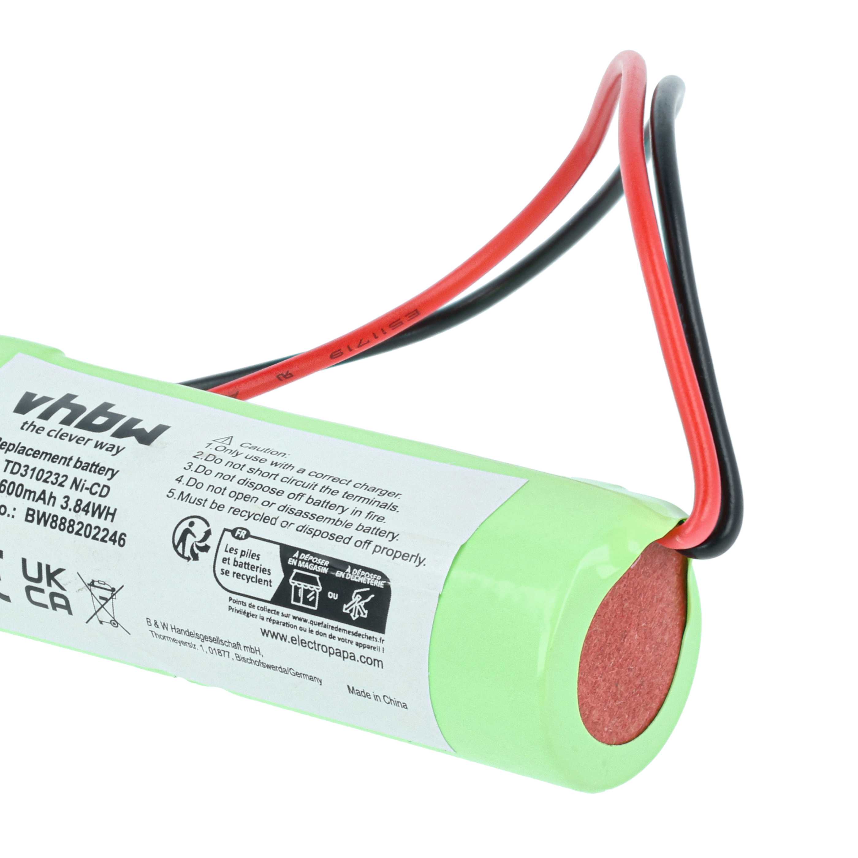 5x Akumulator do oświetlenia awaryjnego zamiennik Schneider TD310232 - 1600 mAh 2,4 V NiCd