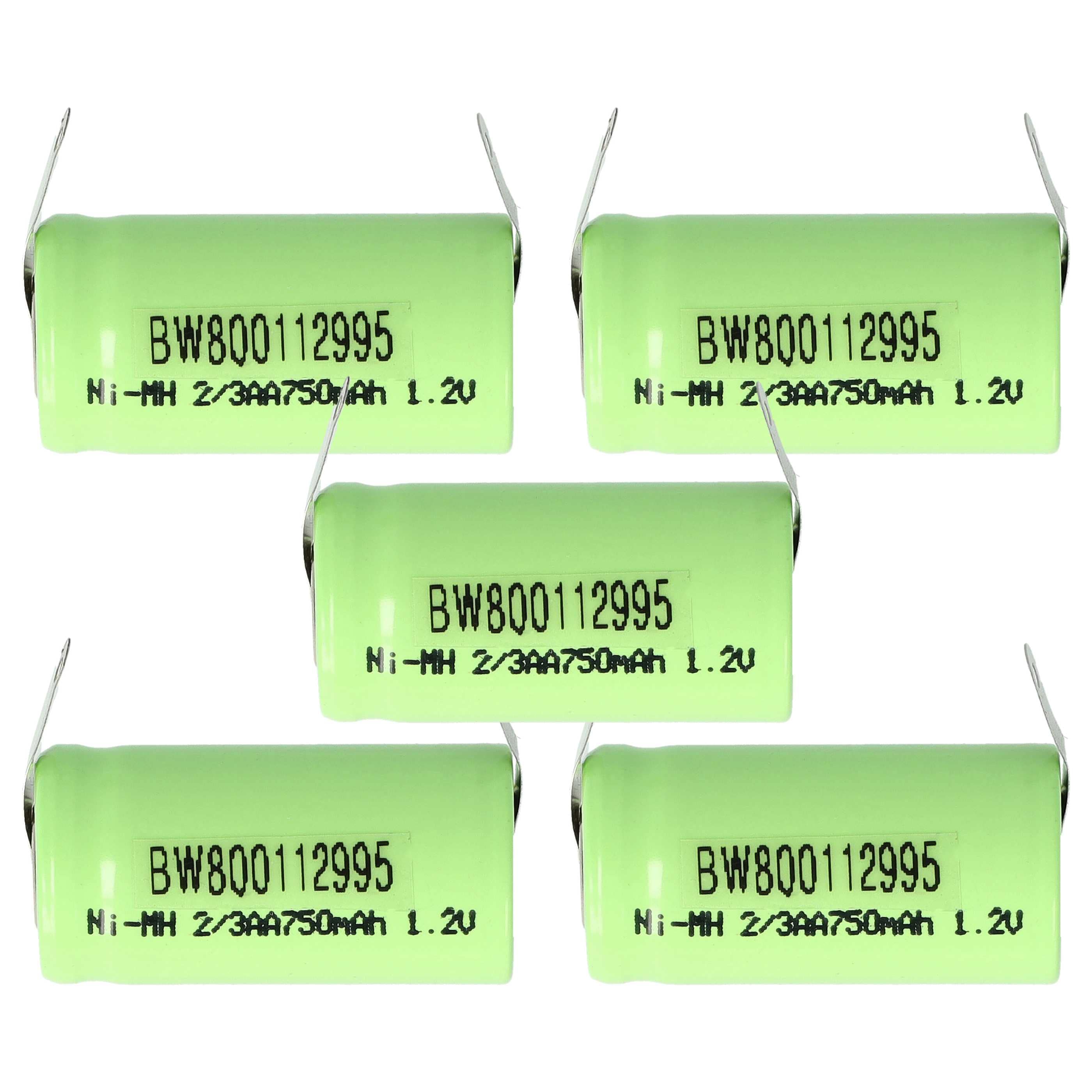 Batterie (5 pcs.) remplace 2/3AA modèle radio-télécommandé - 750mAh 1,2V NiMH