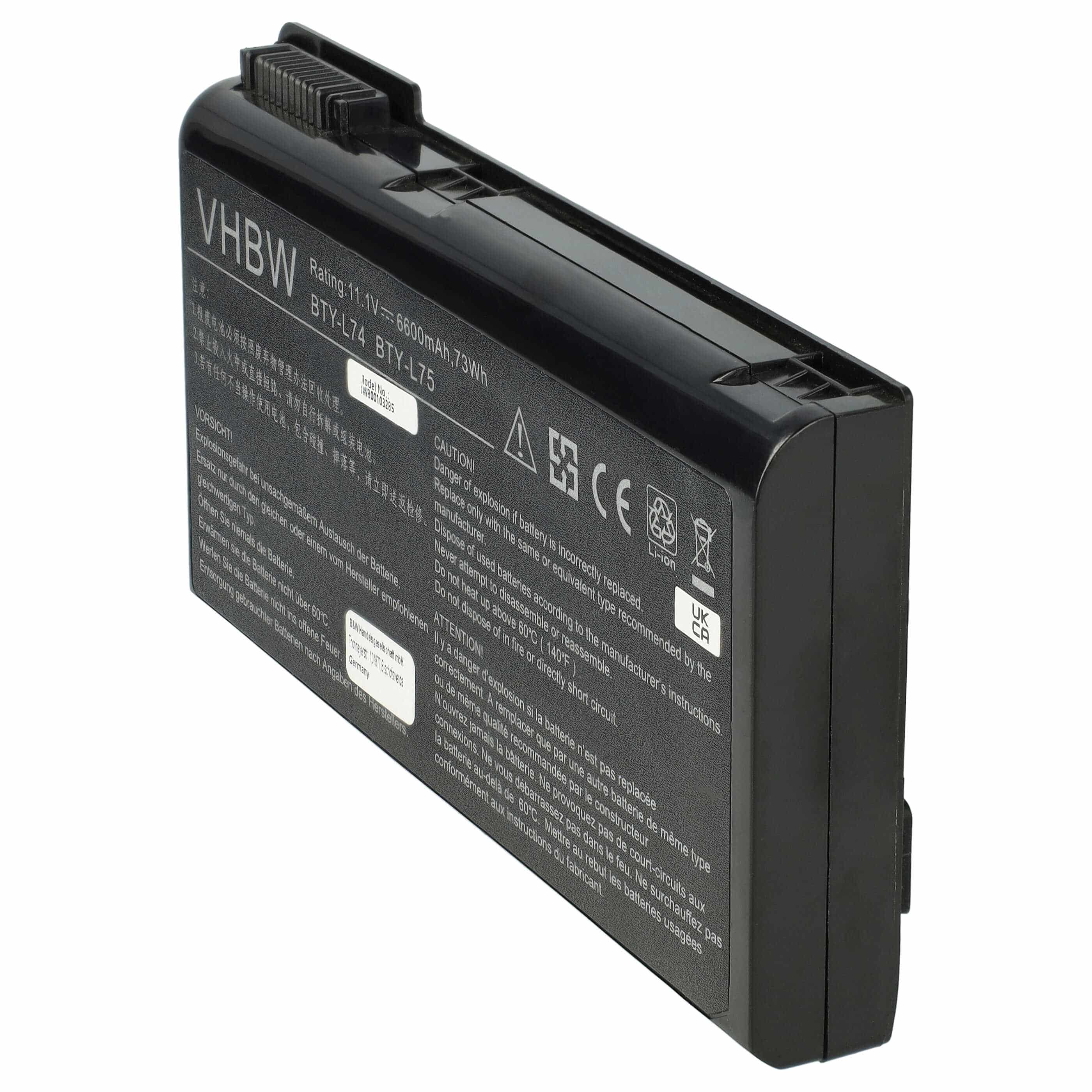 Batterie remplace MSI 91NMS17LD4SU1, 91NMS17LF6SU1 pour ordinateur portable - 6600mAh 11,1V Li-ion, noir