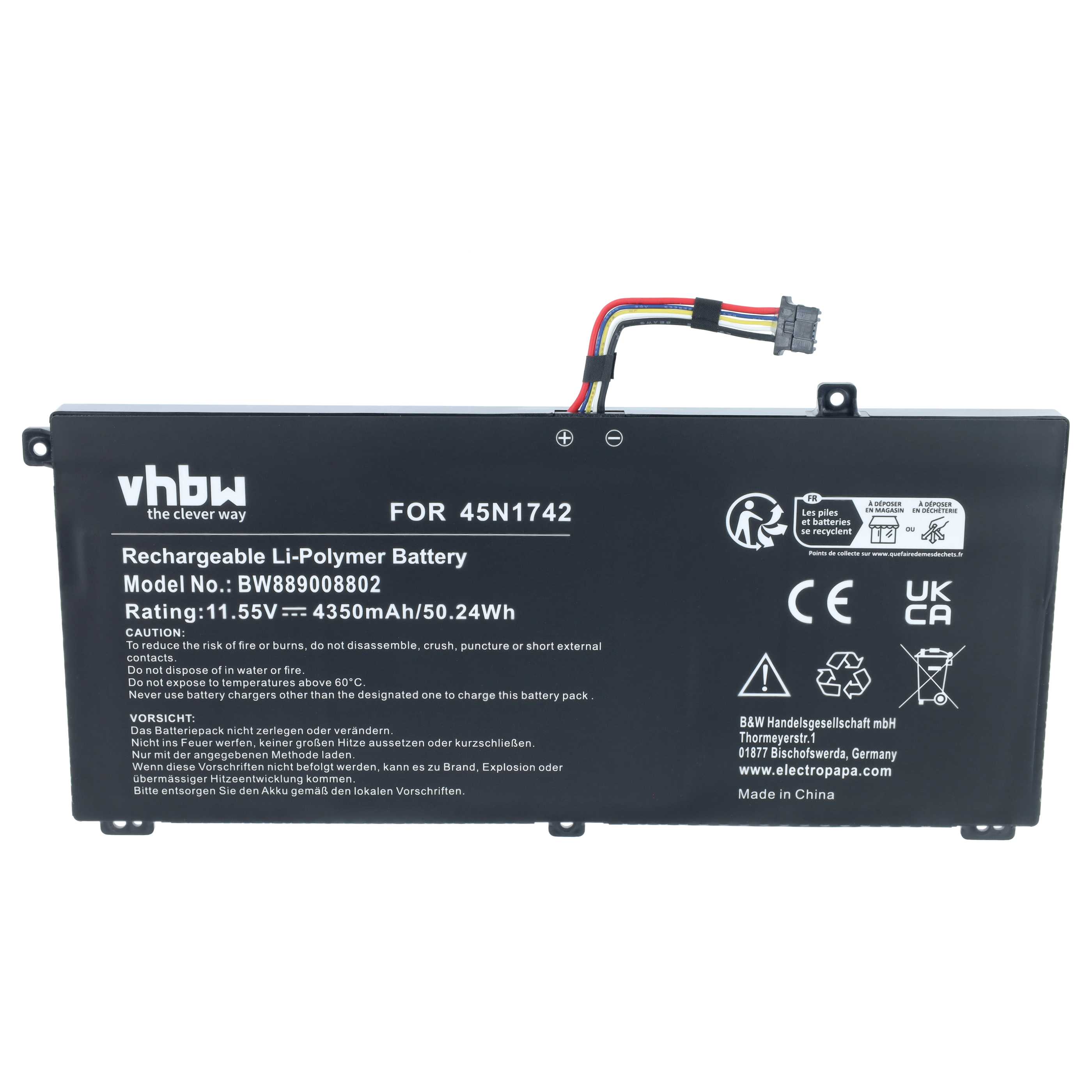 Batteria sostituisce Lenovo 45N1742, 45N1743, 00NY639, 45N1740, 45N1741 per notebook - 4350mAh 11,55V Li-Poly