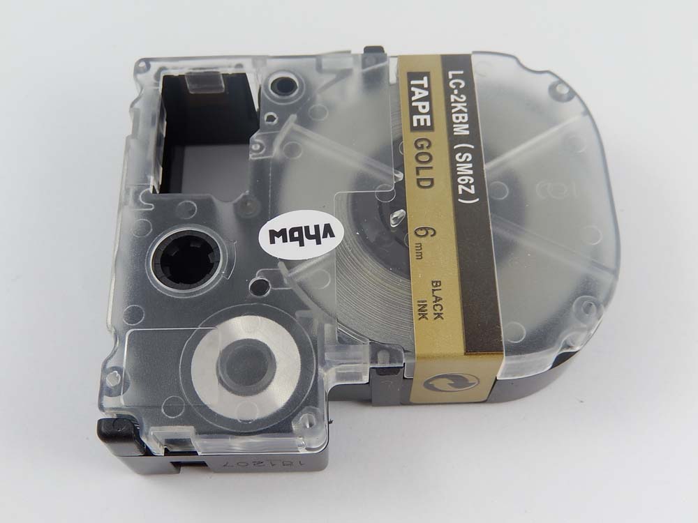 Label Tape as Replacement for Epson LC-2KBM - 6 mm Black to Gold