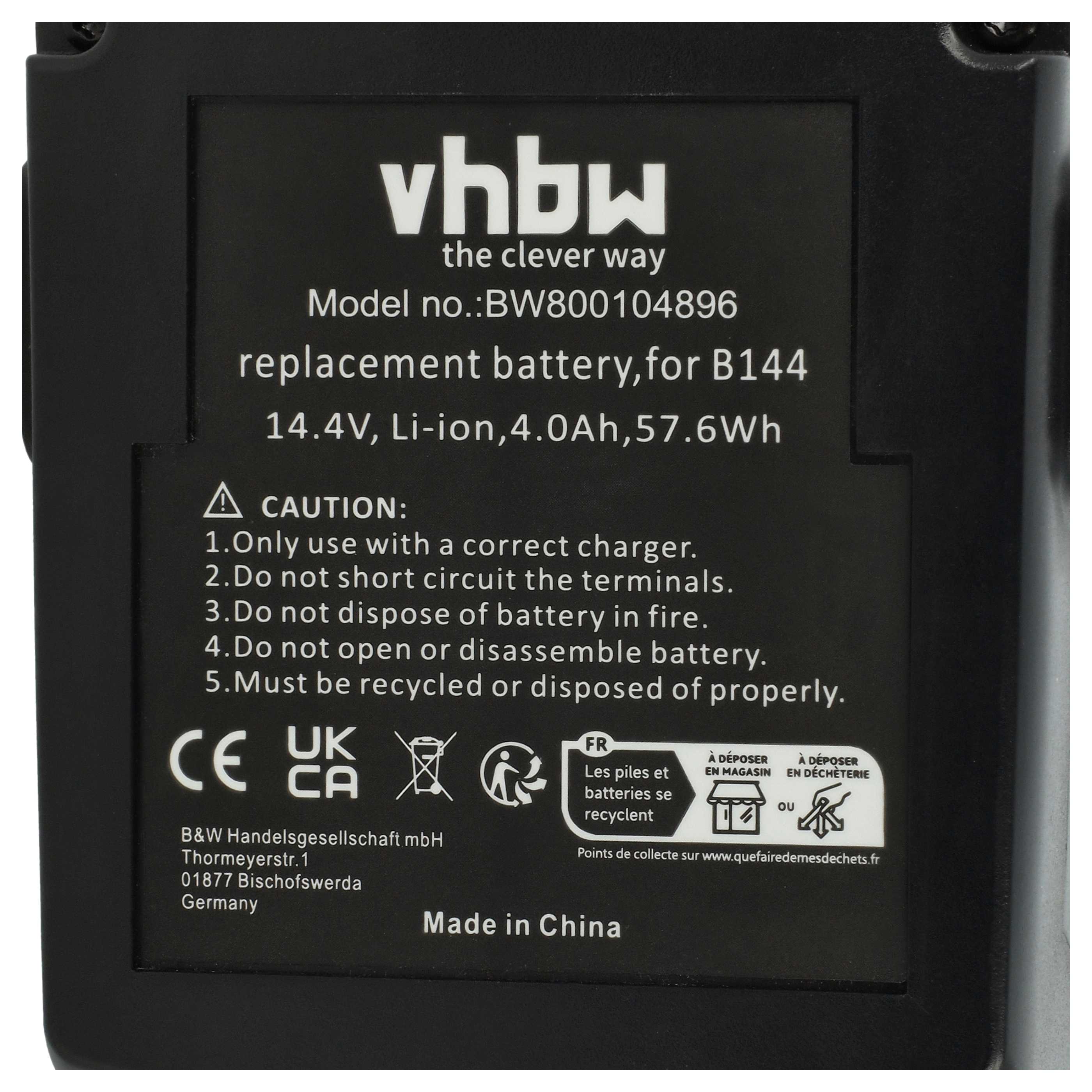 2x Battery replaces Hilti 273114, YTB327, B144, B 144/2.6 Electric Power Tool - 4000 mAh, 14.4 V, Li-Ion
