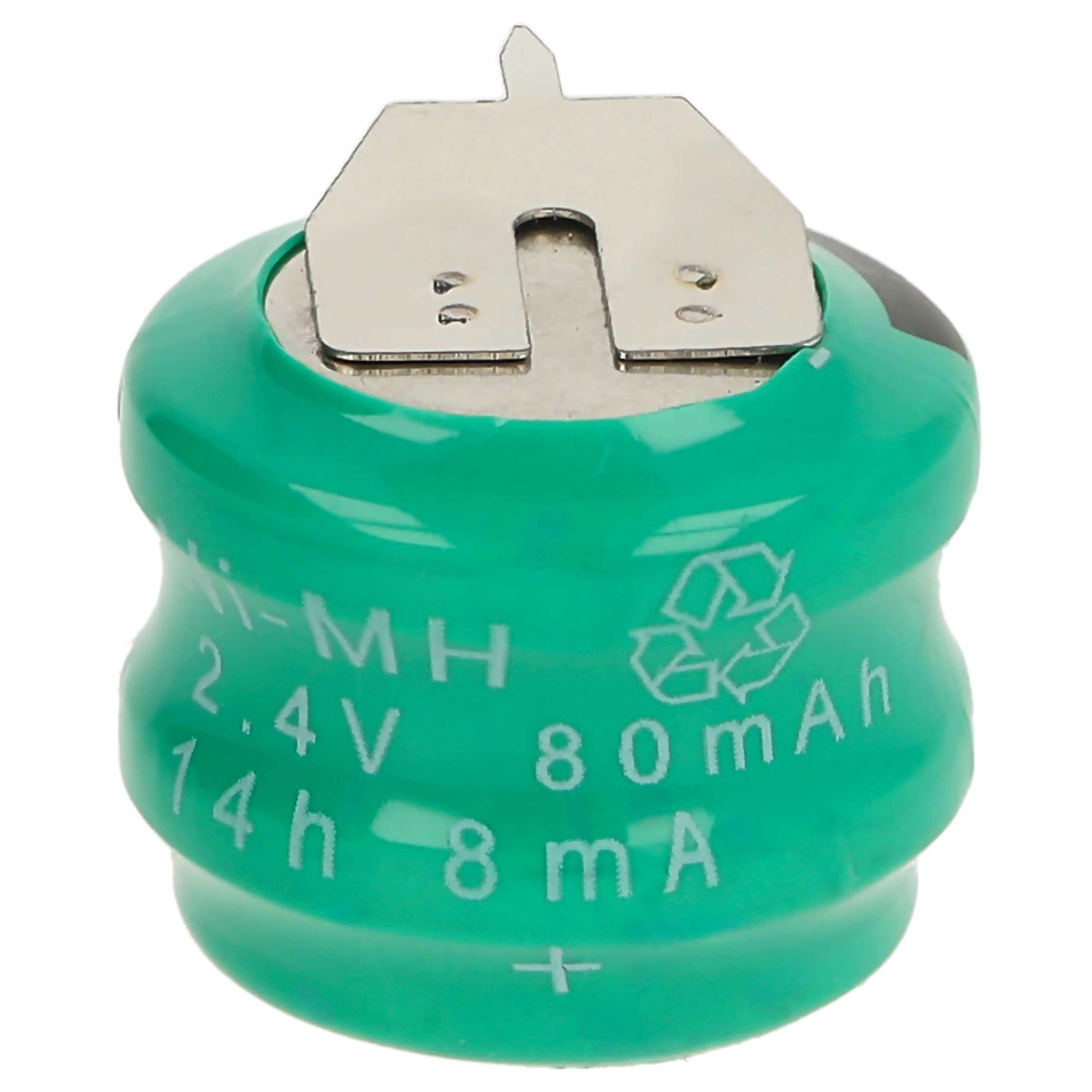 Button Cell Battery Type V80H 3 Pins for Model Building Solar Lamps etc. - 80 mAh 2.4 V NiMH