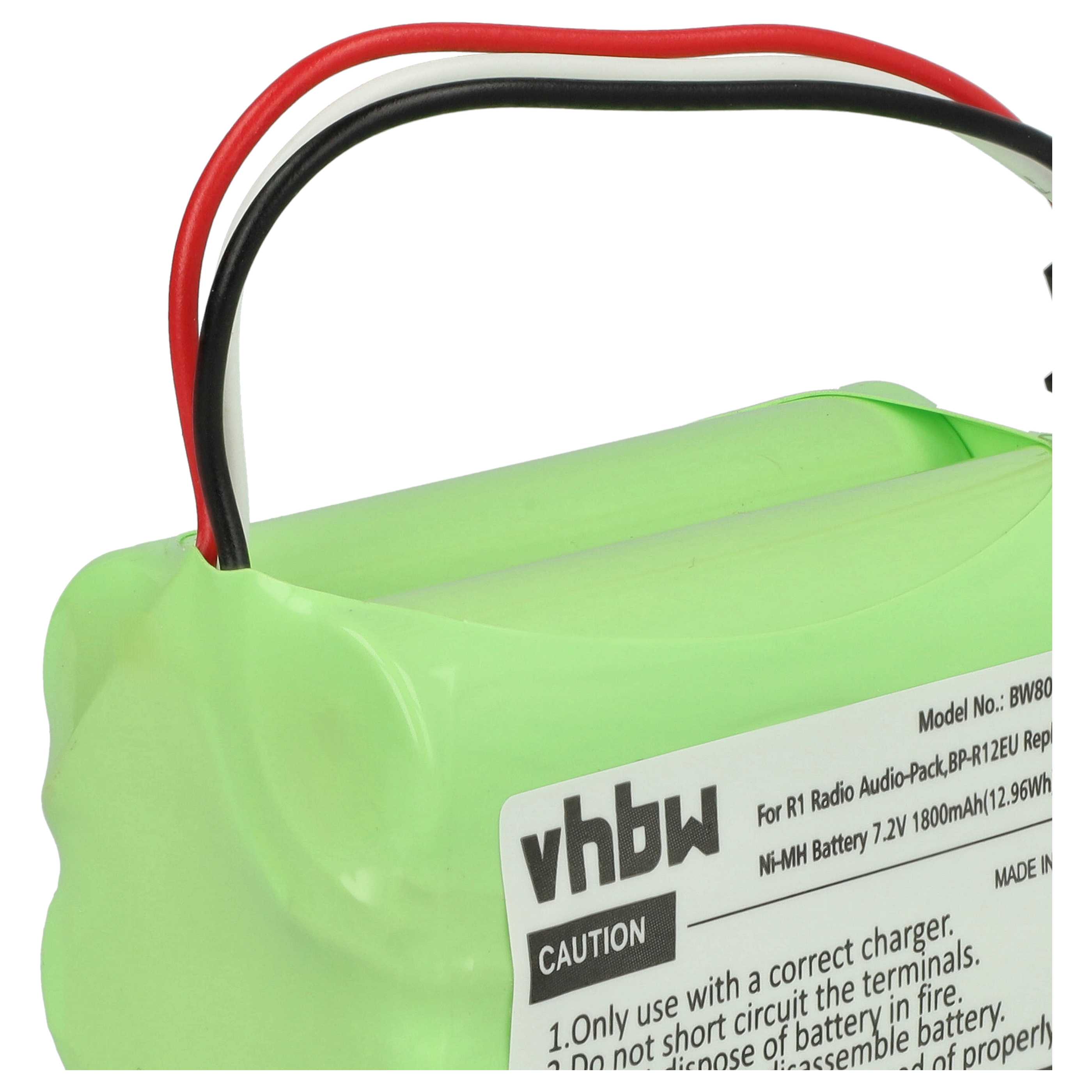 Batterie remplace Teac BP-R1, BP-R12EU, BP-R1EU, BP-R2, BP-R5 radio - 1800mAh 7,2V NiMH