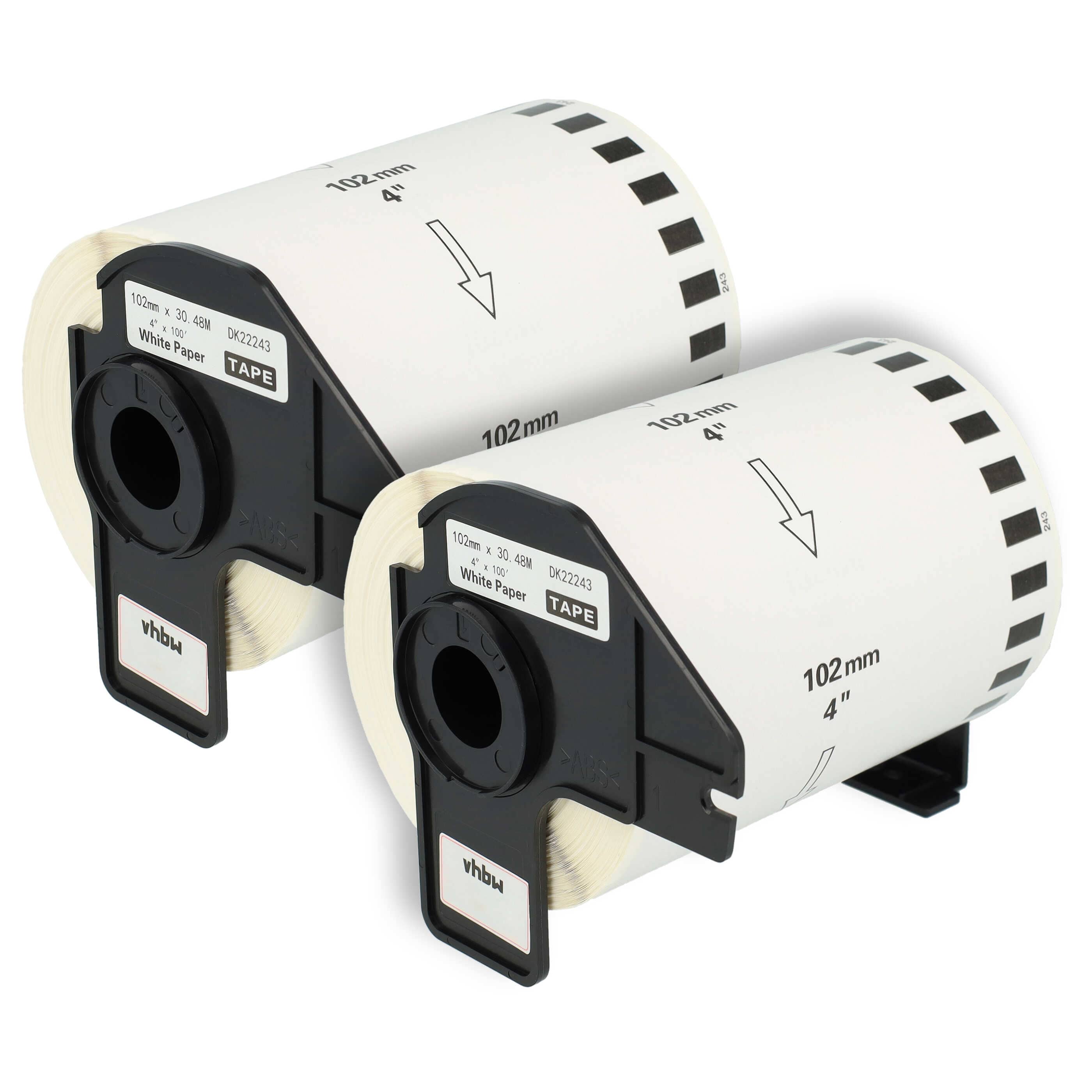 2x Label Roll replaces Brother DK-22243 Labeller - 102 mm x 30.48 m + Holder