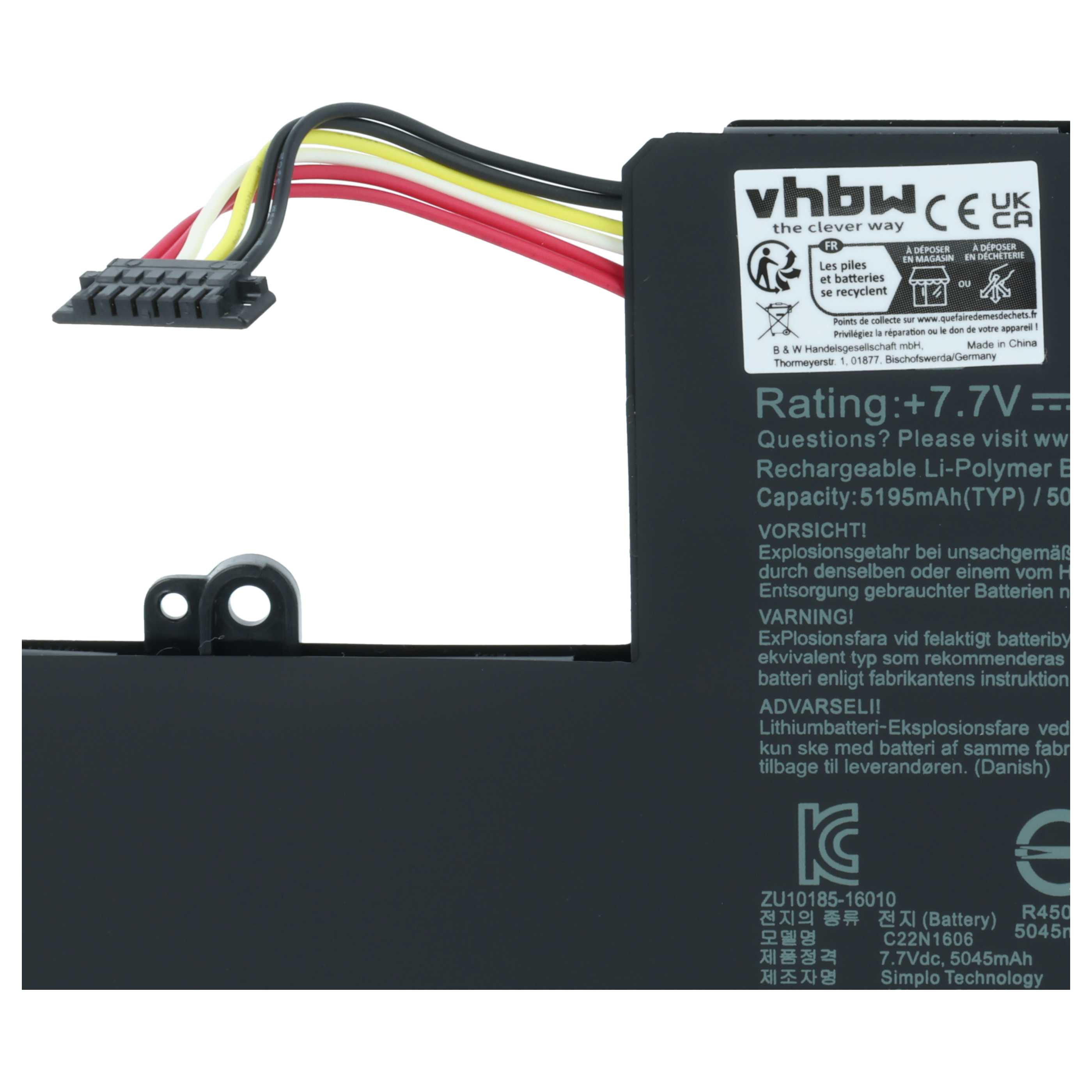 Batteria sostituisce Asus C23N1606, 0B200-02210000, 0B200-02210100 per notebook - 5050mAh 7,7V Li-Poly