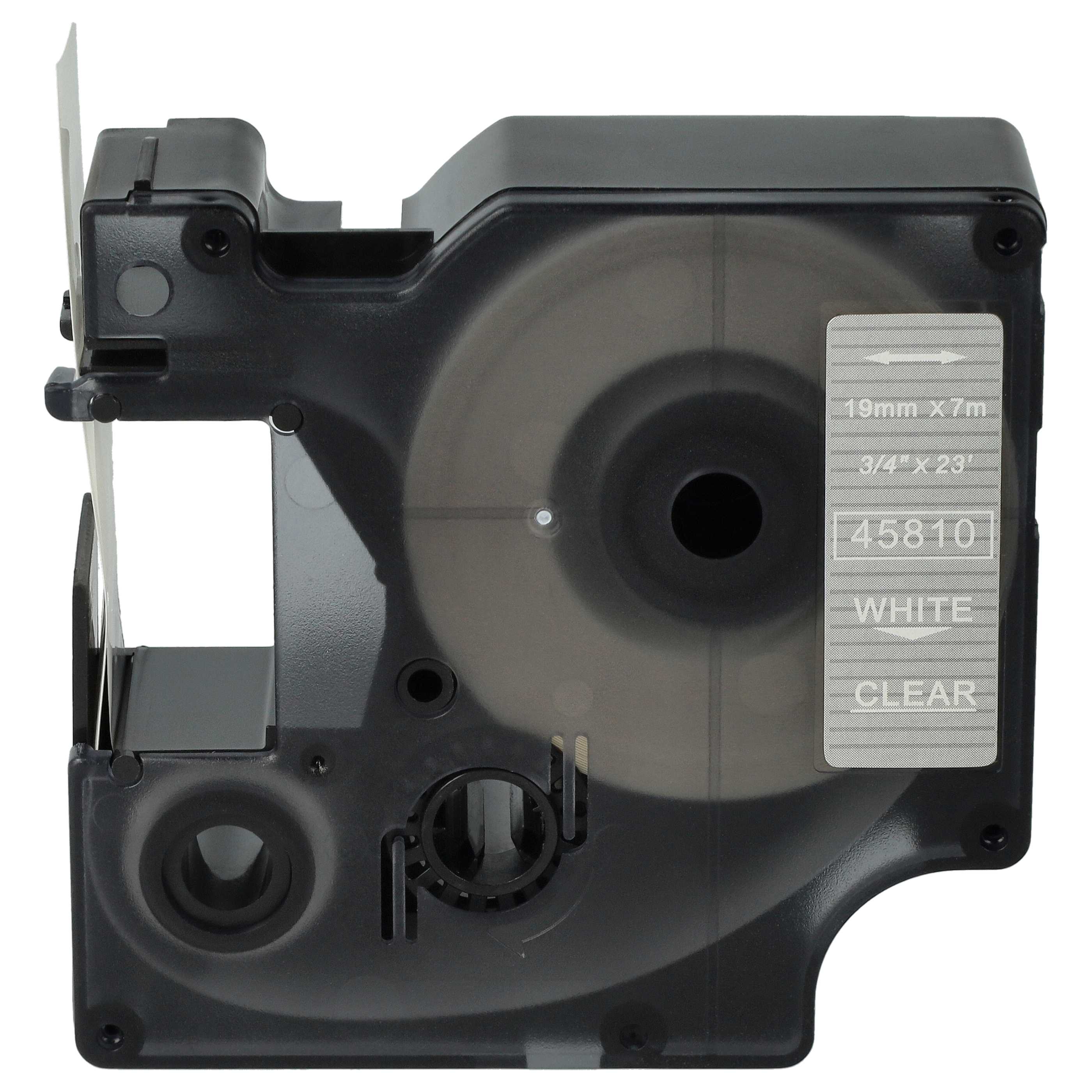 Label Tape replaces Dymo D1, 45810 - 19 mm White to Transparent