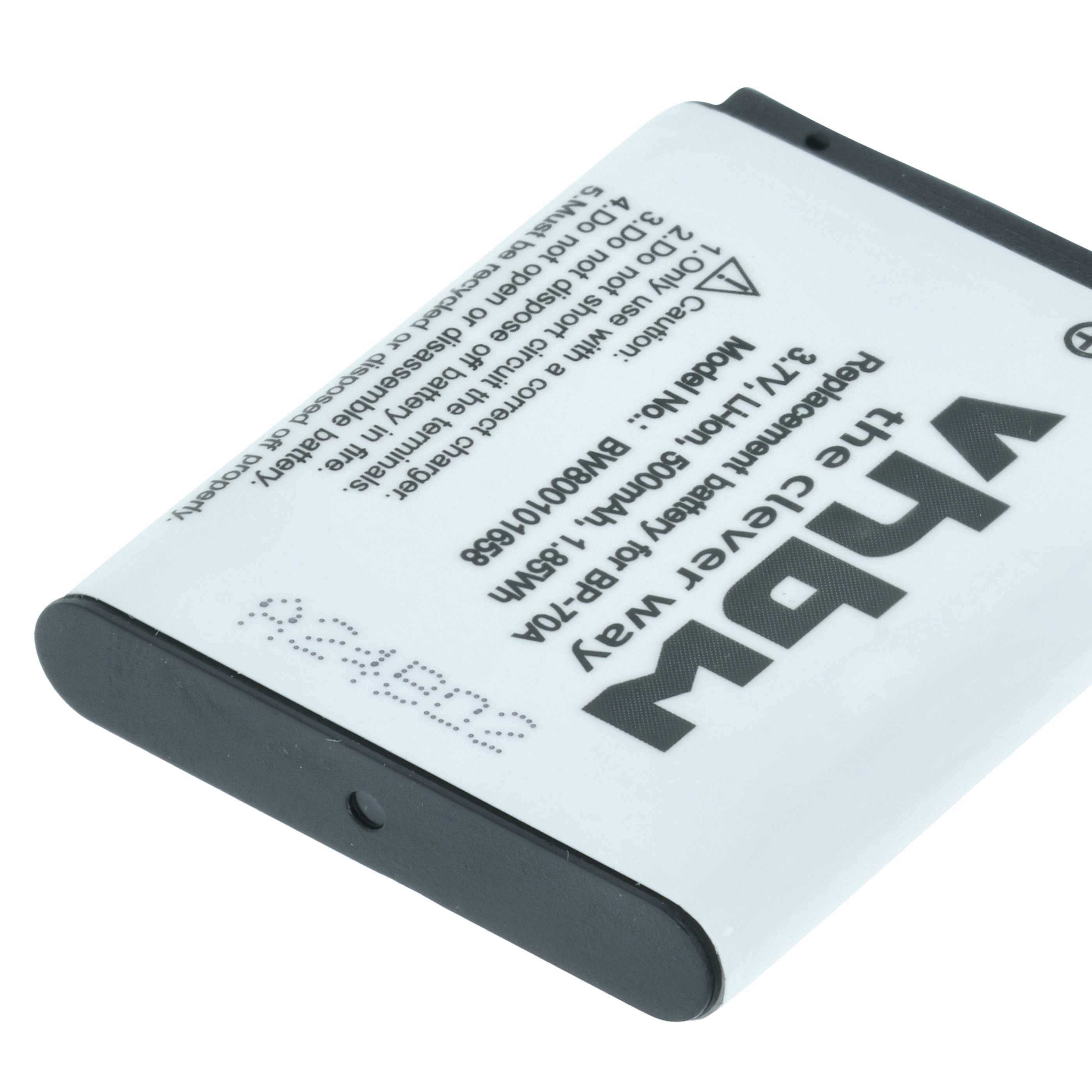 Batteria sostituisce Samsung BP70a, BP-70a, SLB-70A, EA-BP70A per fotocamera - 500mAh 3,6V Li-Ion