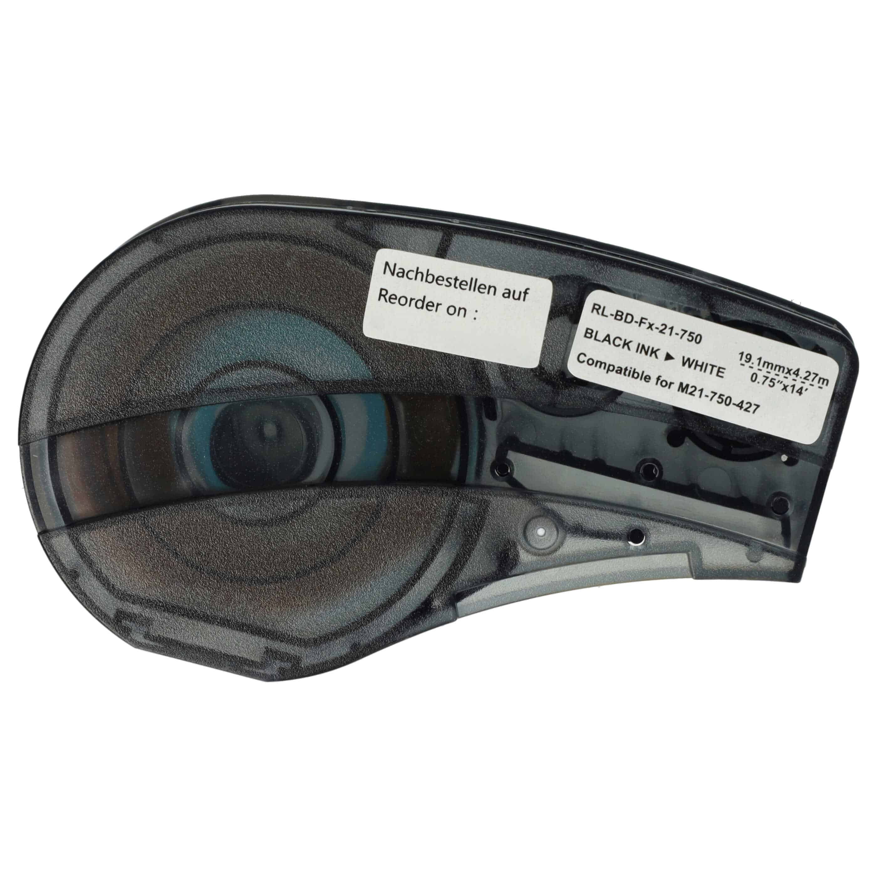 3x Cassetta nastro sostituisce Brady M21-750-427 per etichettatrice Brady 19,05mm nero su bianco, vinile