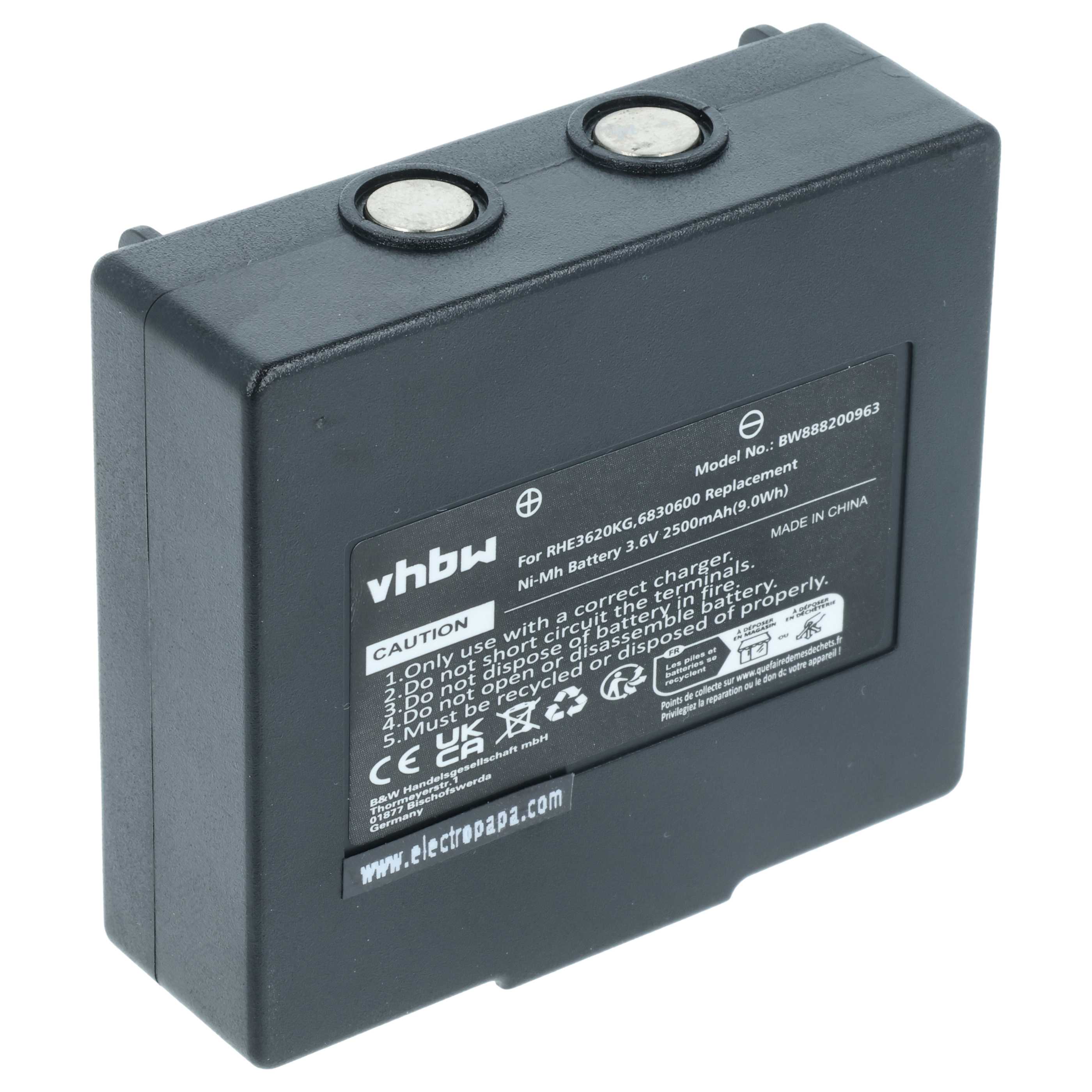 Battery as Replacement for Abitron KH68300990, EX2-22 Remote Control - 2500 mAh 3.6 V NiMH