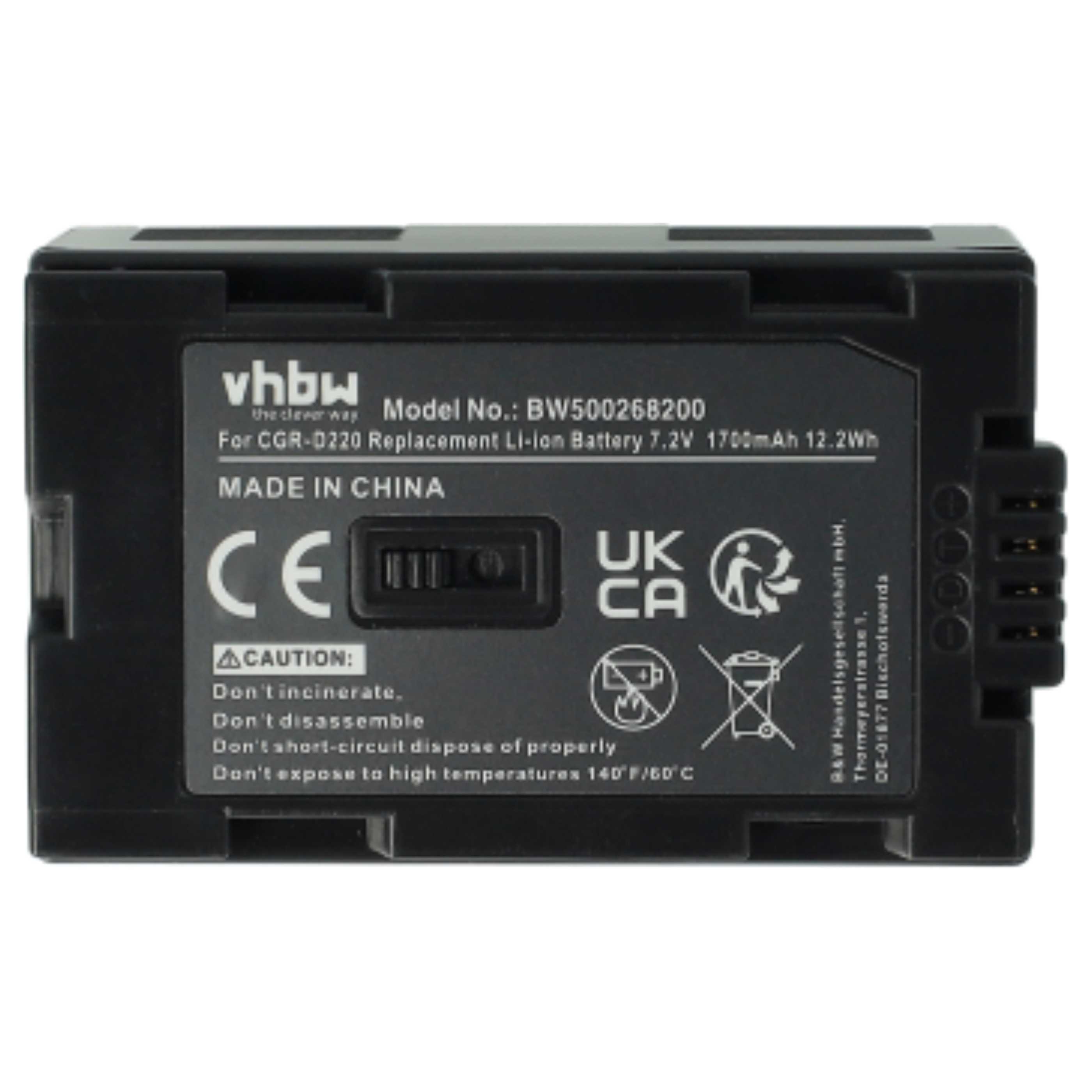 Videocamera 3x Battery replaces Hitachi DZ-BP16, DZ-BP28 - 1700 mAh 7.2 V Li-Ion