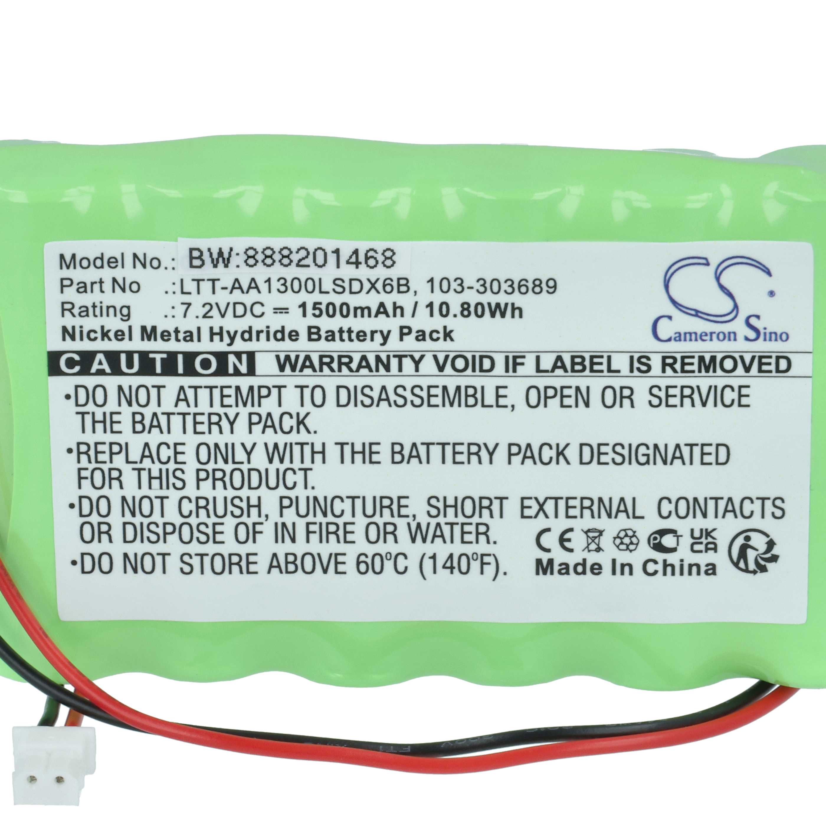 2x Batteries remplace Visonic 103-300691, 103-301179 pour centrale d'alarme Visonic - 1500mAh 7,2V NiMH