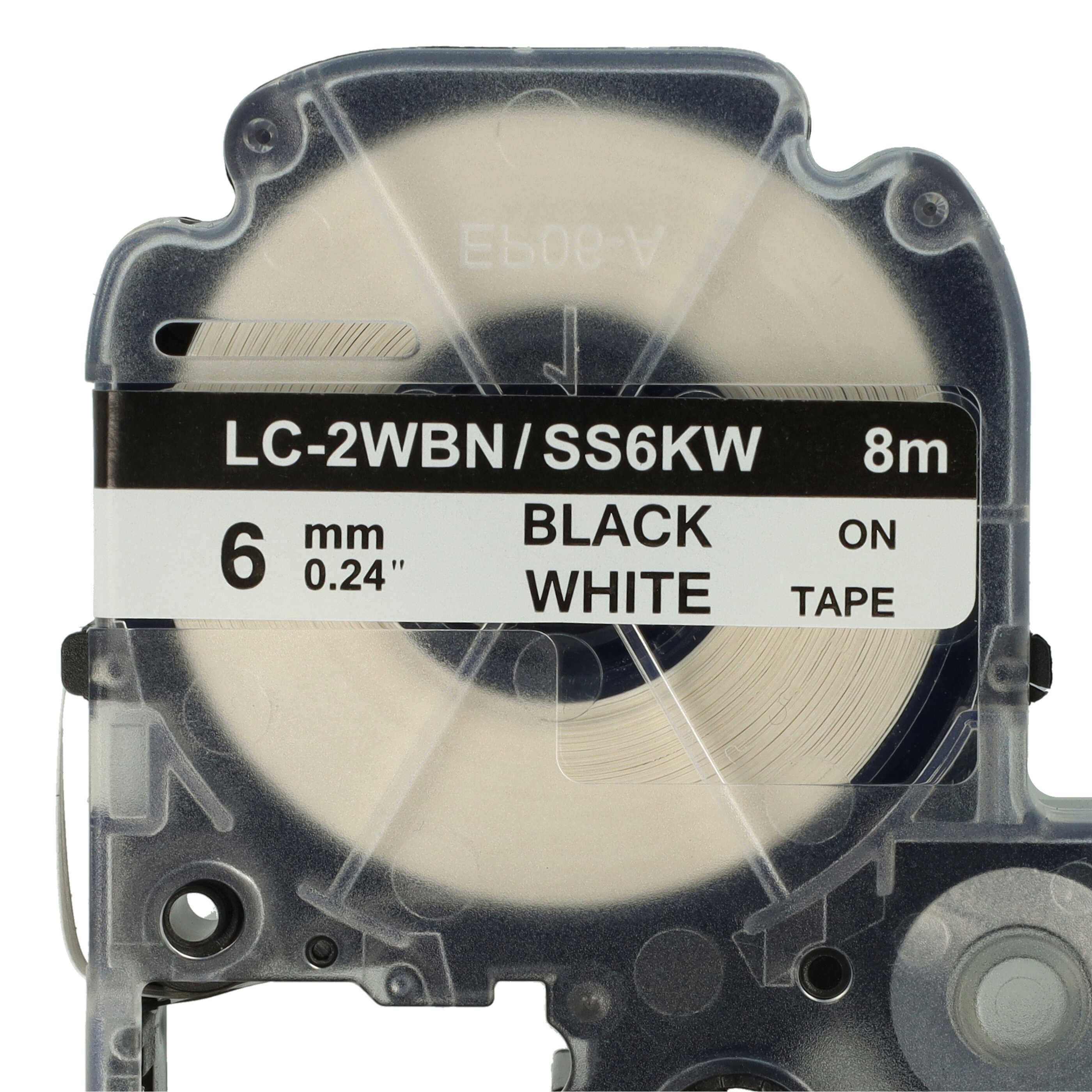 Schriftband als Ersatz für Epson LC-2WBN - 6mm Schwarz auf Weiß