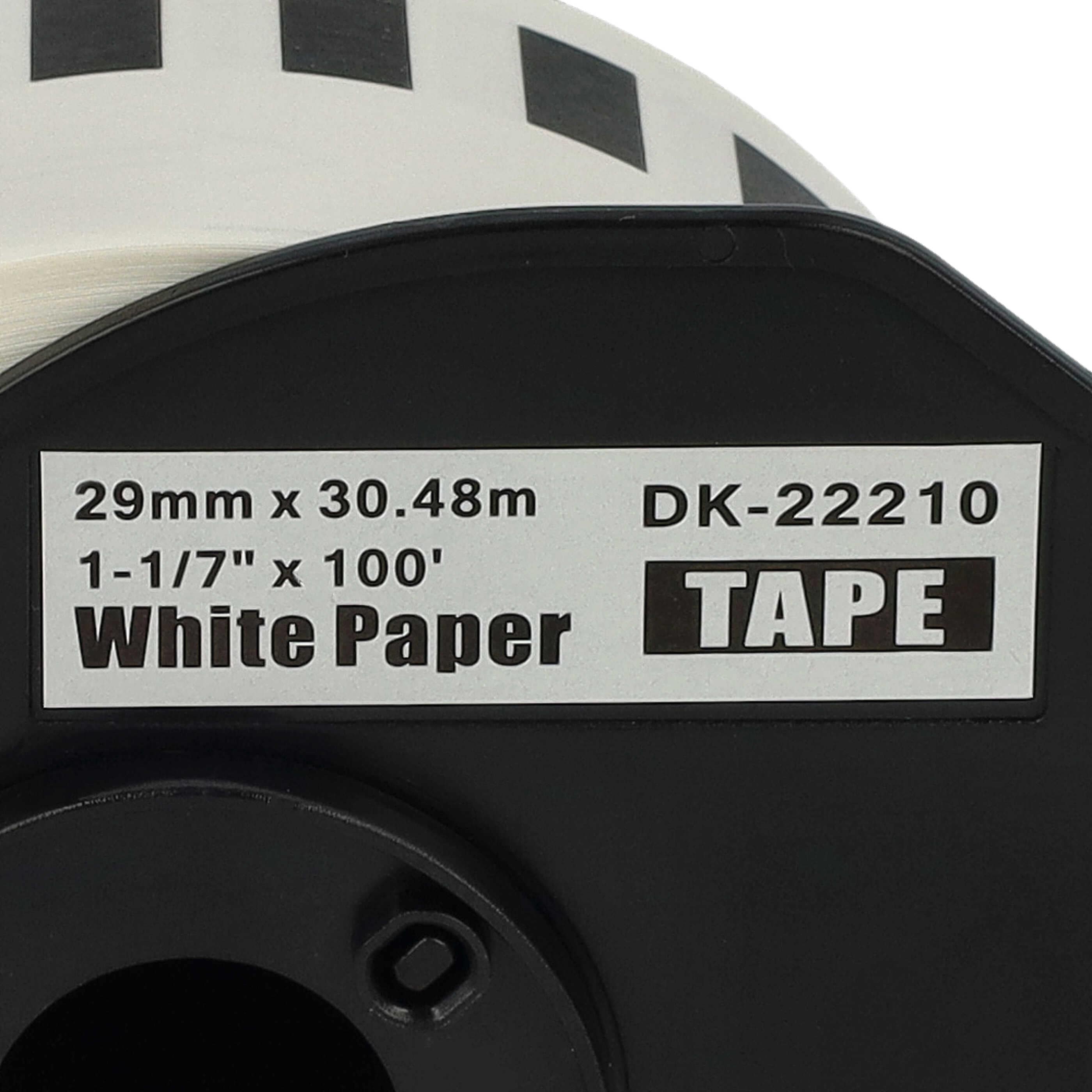 10x Etiketten als Ersatz für Brother DK-22210 für Etikettendrucker - 29mm x 30,48m + Halter