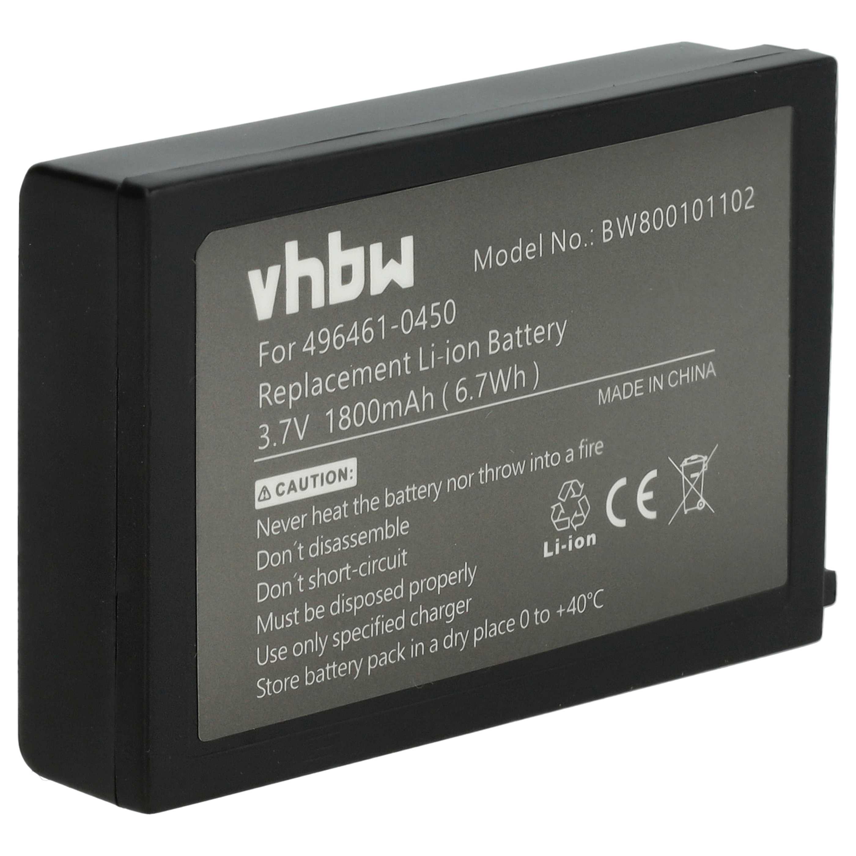 Batería reemplaza BT-20L, 496461-0450, 496466-1130 para escáner código de barras (1800 mAh, 3,7 V, Li-Ion)