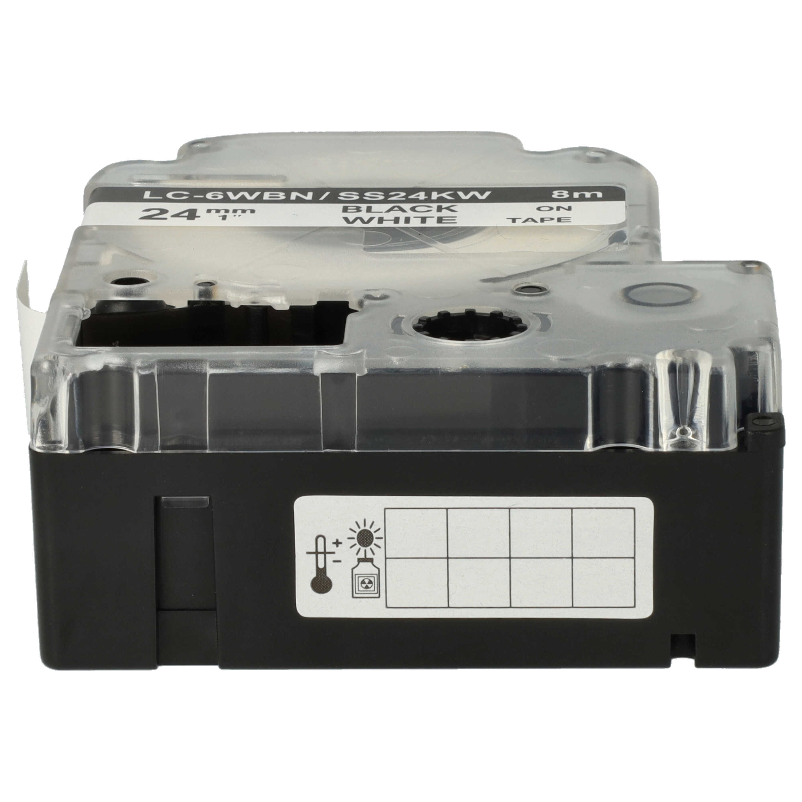 5x Label Tape as Replacement for Epson LC-6WBN - 24 mm Black to White