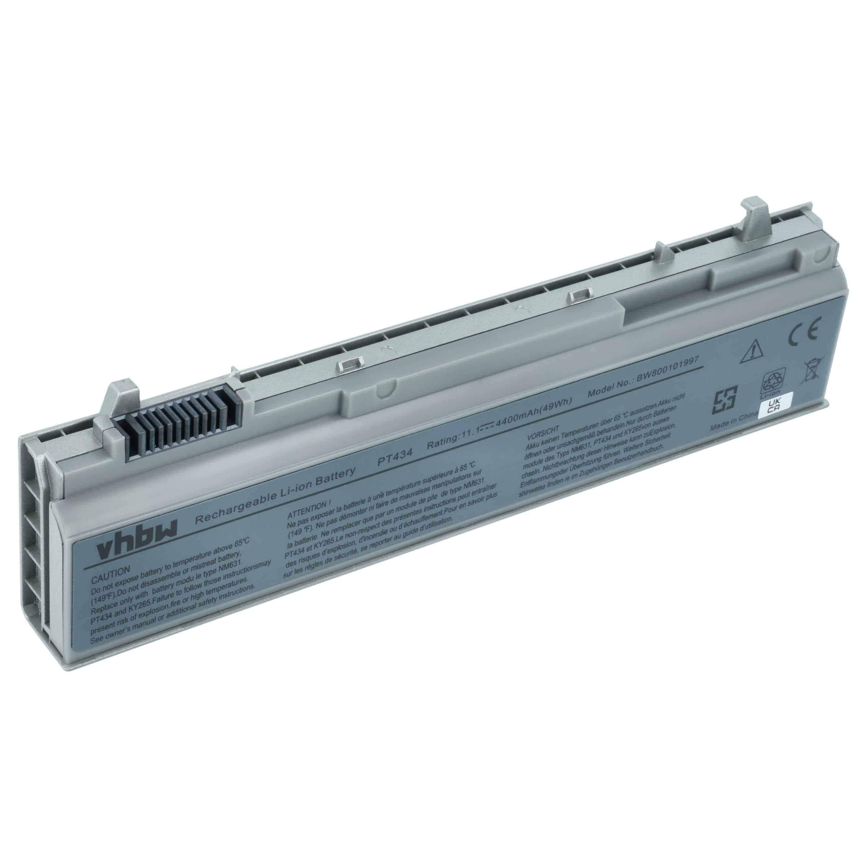 Batteria sostituisce Dell 0P018K, 0MP307, 0H1391, 0GU715 per notebook - 4400mAh 11,1V Li-Ion argento grigio