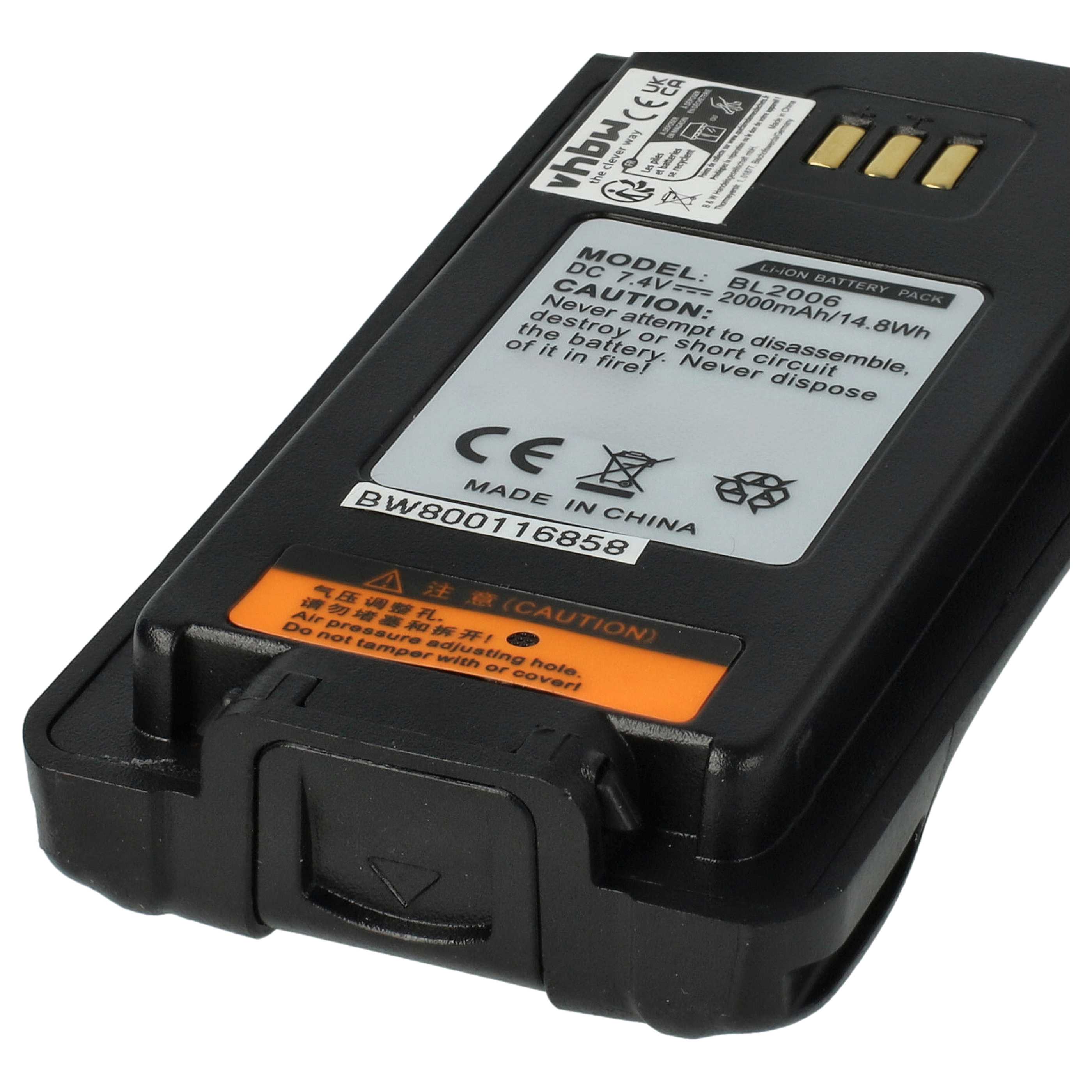 Radio Battery replaces Hyt BL2006Li, BL2008, BL2006, BL2503 - 2000 mAh 7.4 V Li-Ion