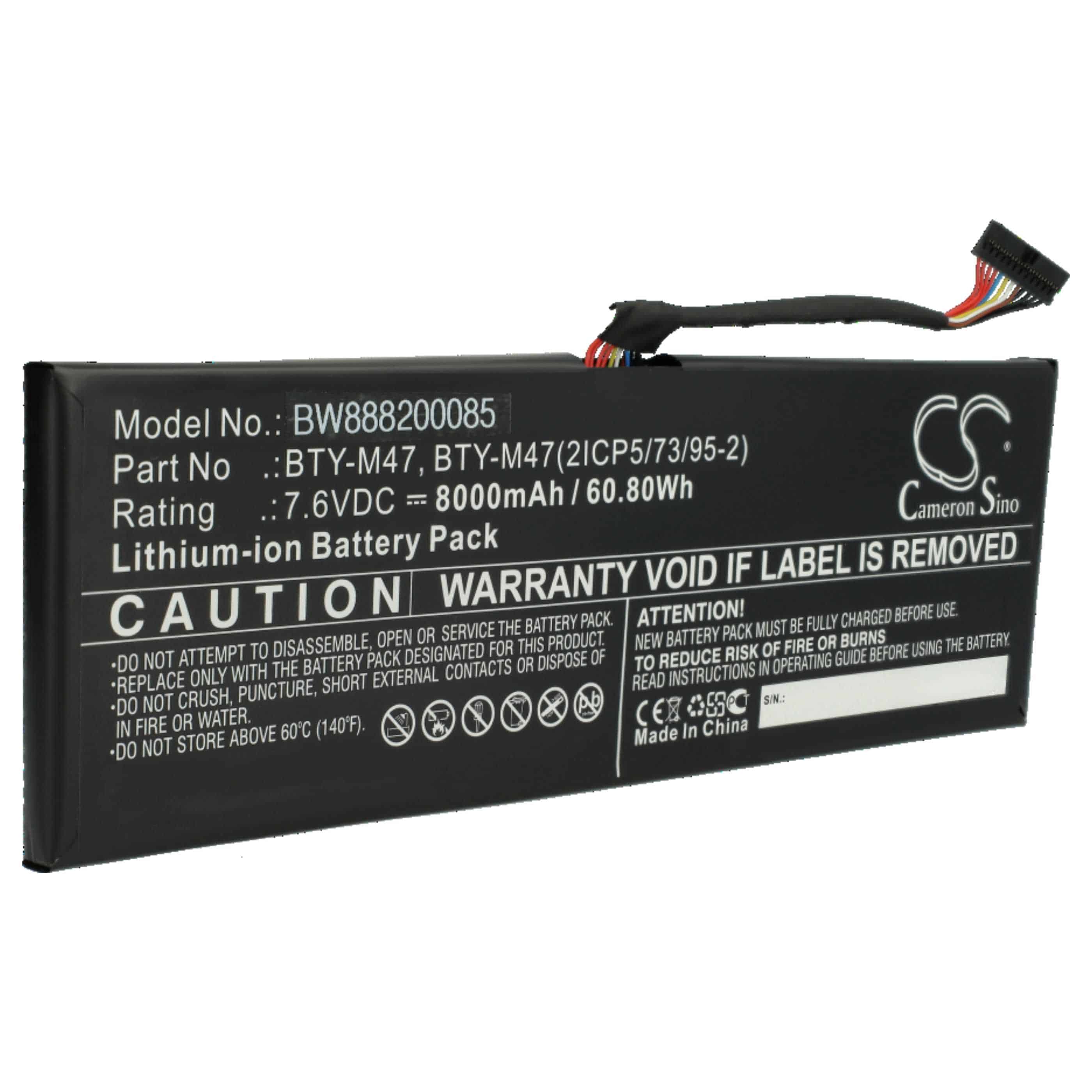 Batteria sostituisce MSI BTY-M47, BTY-M47(2ICP5/73/95-2) per notebook MSI - 8060mAh 7,6V Li-Ion nero