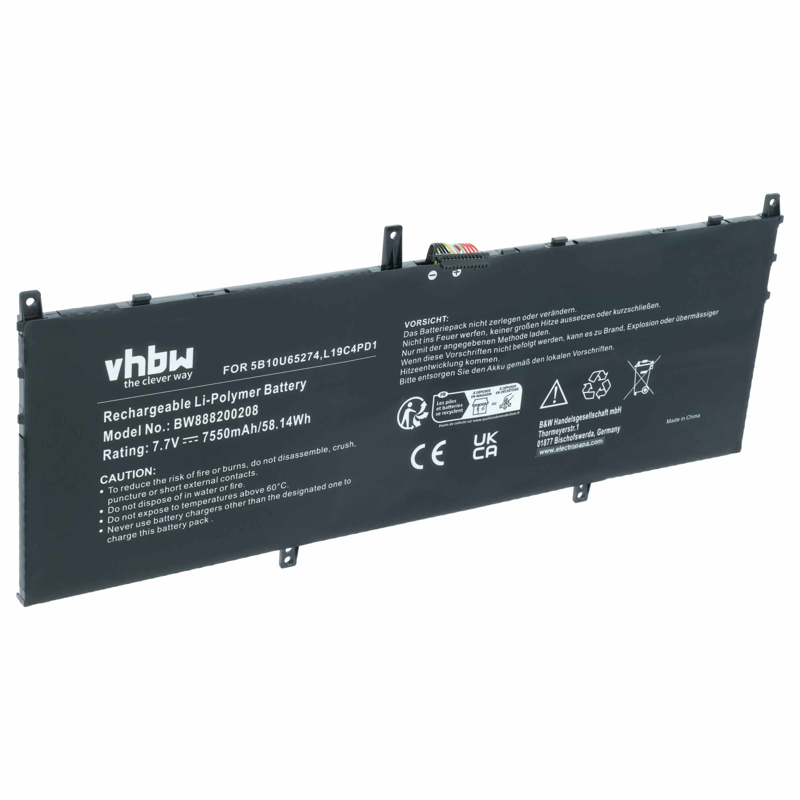 Akumulator do laptopa zamiennik Lenovo 5B10U65274, 5B10U65275, L19C4PD1, L19D4PD1 - 7550 mAh 7,7 V LiPo