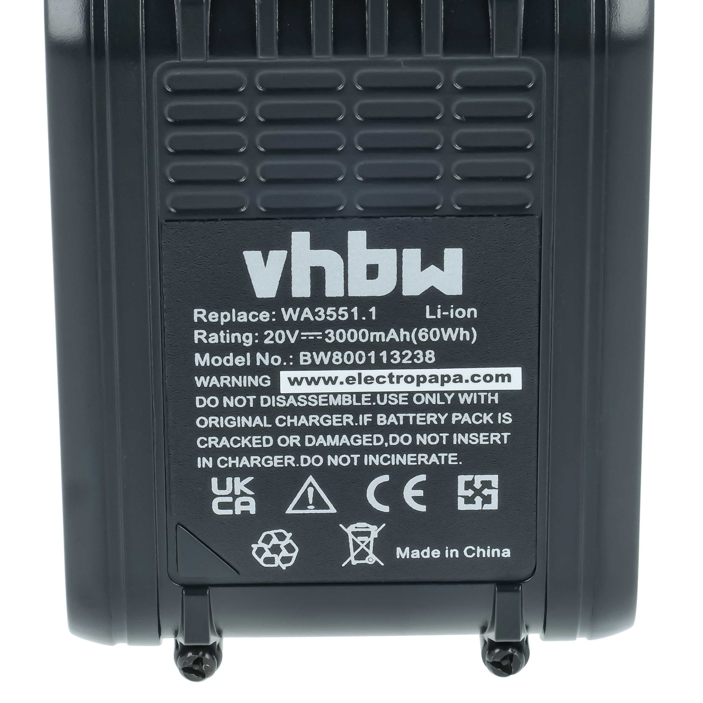2x Batteria sostituisce Rockwell RW9351.1 per attrezzo - 3Ah 20V Li-Ion