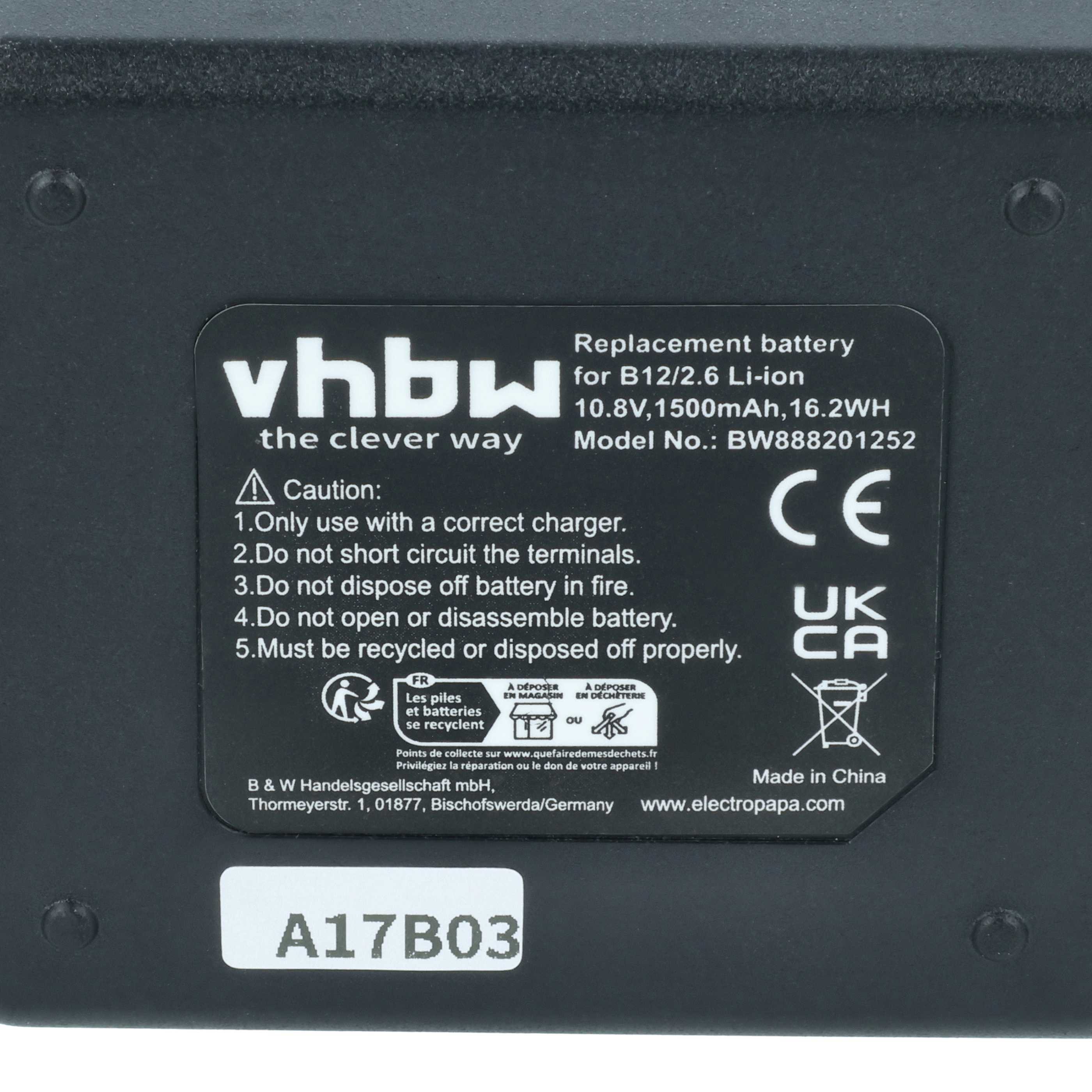 Akku 10,8V als Ersatz für Hilti B 12/4.0, B 12/2.6 - 1500mAh, Li-Ion