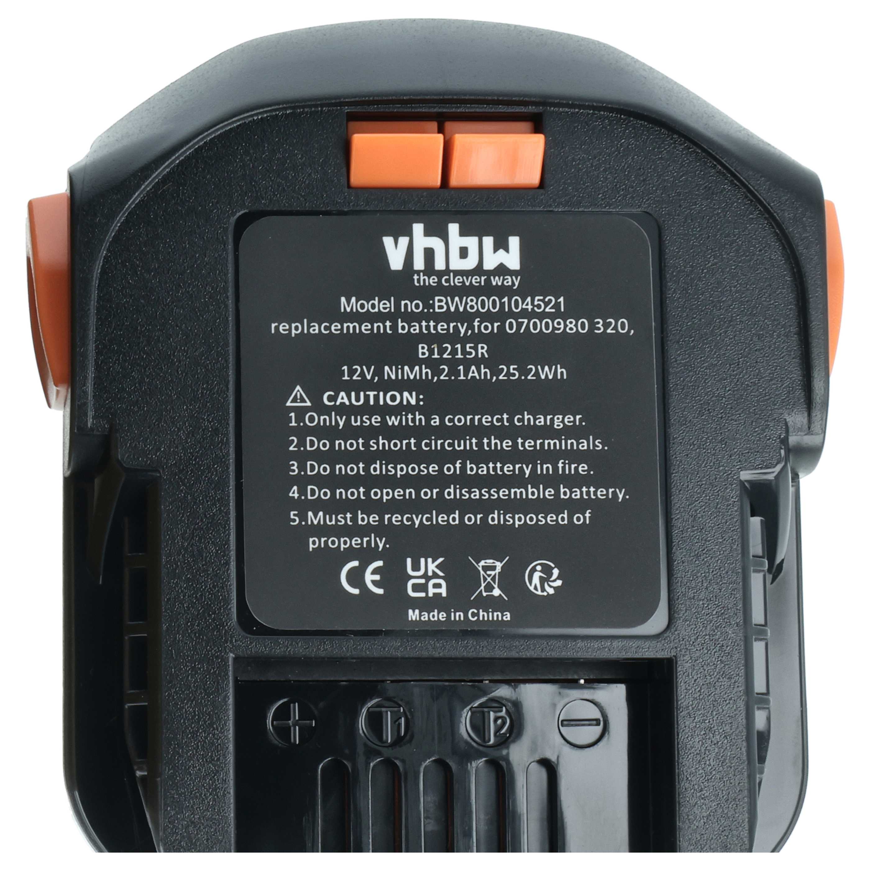 Batteria sostituisce AEG 0700 980 320, B1215R, B1220R, M1230R per attrezzo - 2,1Ah 12V NiMH