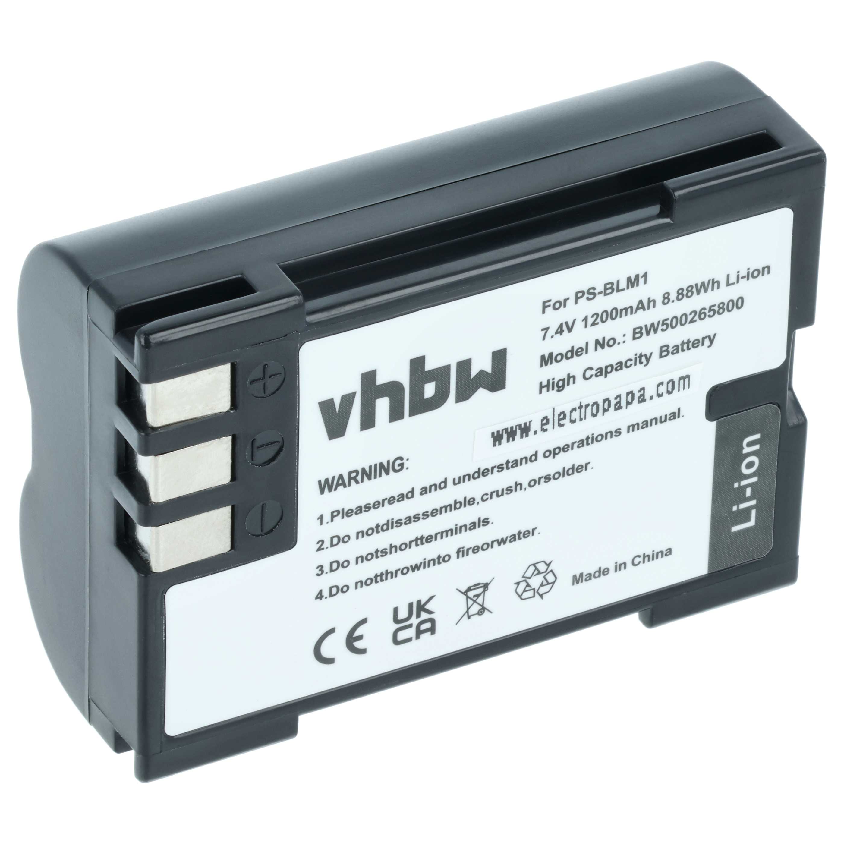 Battery replaces Olympus PS-BLM1 - 1200mAh, 7.2V, Li-Ion