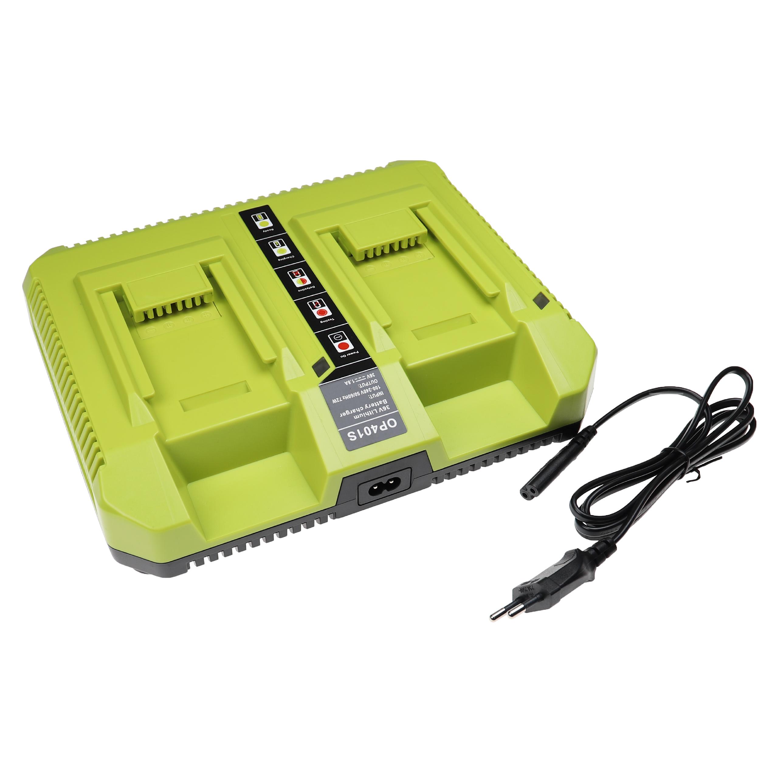 Cargador dual para la batería de tus herramientas / cortacésped Ryobi, RY40100 - 36 V / 1,8 A