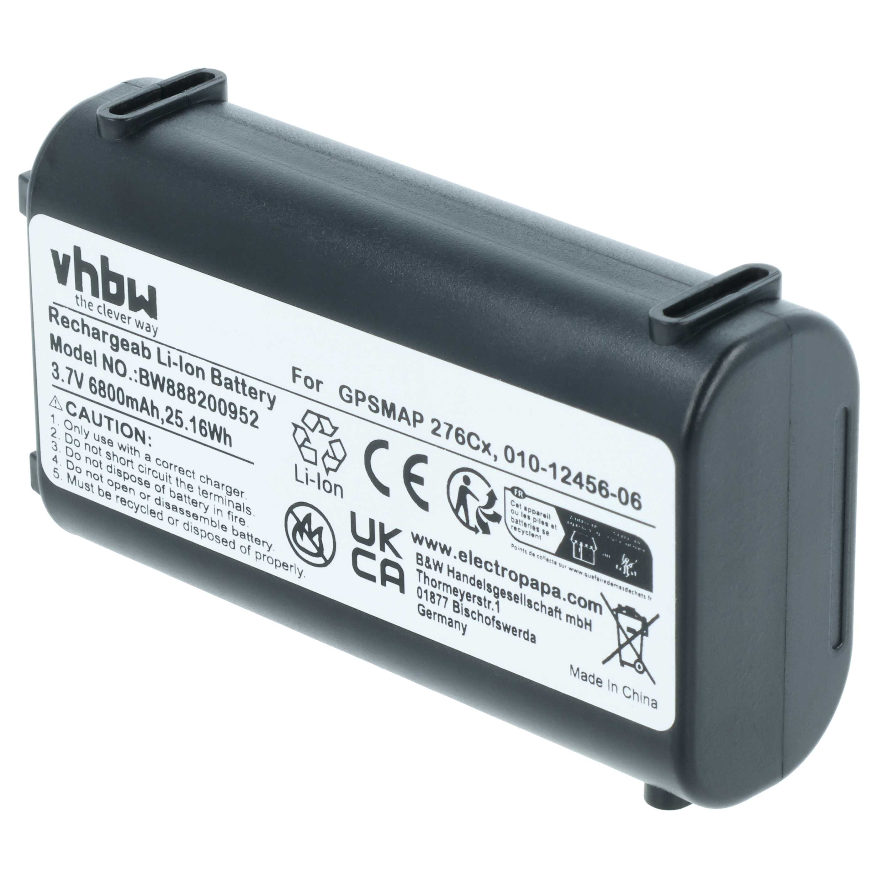 Batería reemplaza Garmin 361-00092-00, 010-12456-06 para localizador GPS - 6800 mAh 3,7 V Li-Ion
